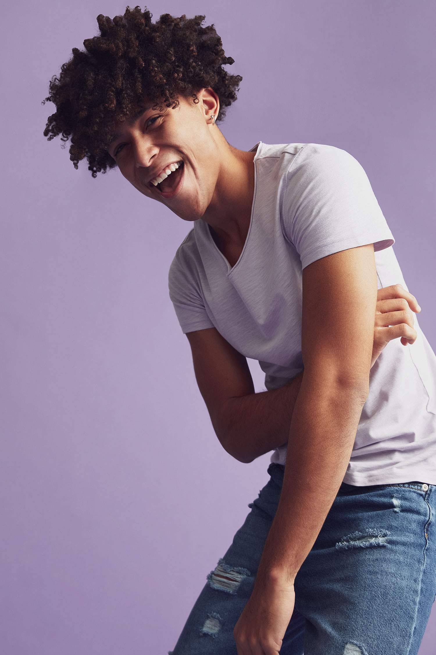 Slim Fit V Yaka Basic Kısa Kollu Pamuklu Penye Tişört