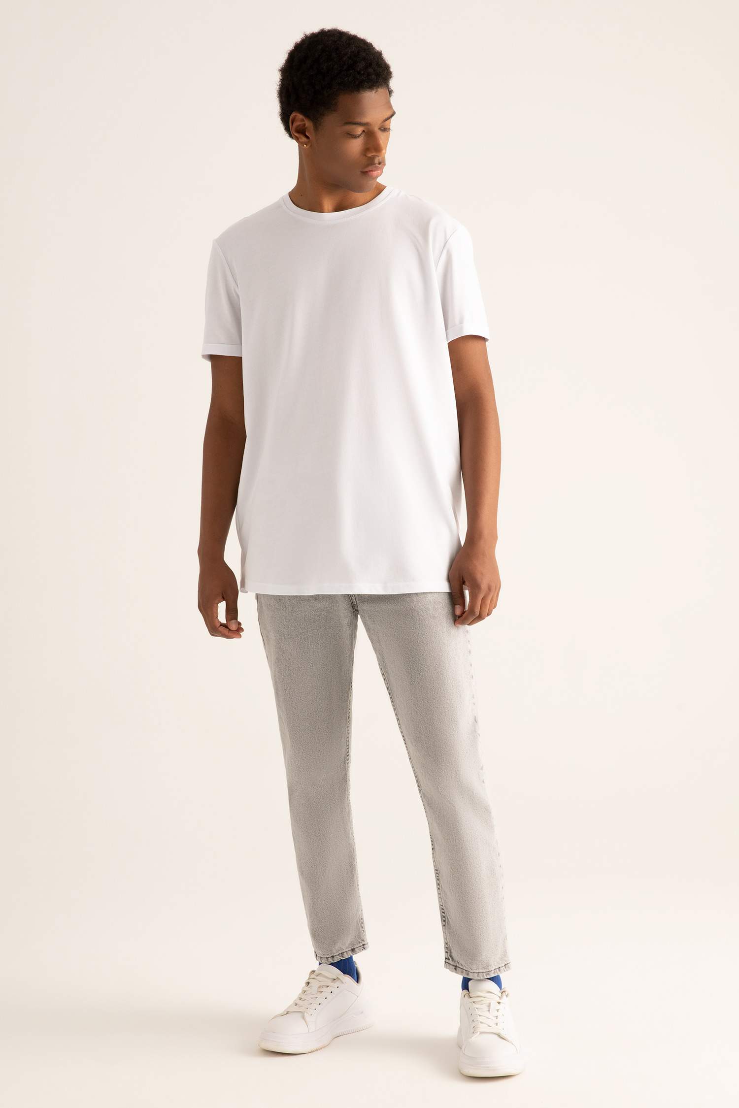 Long Fit Uzun Bisiklet Yaka Basic Tişört