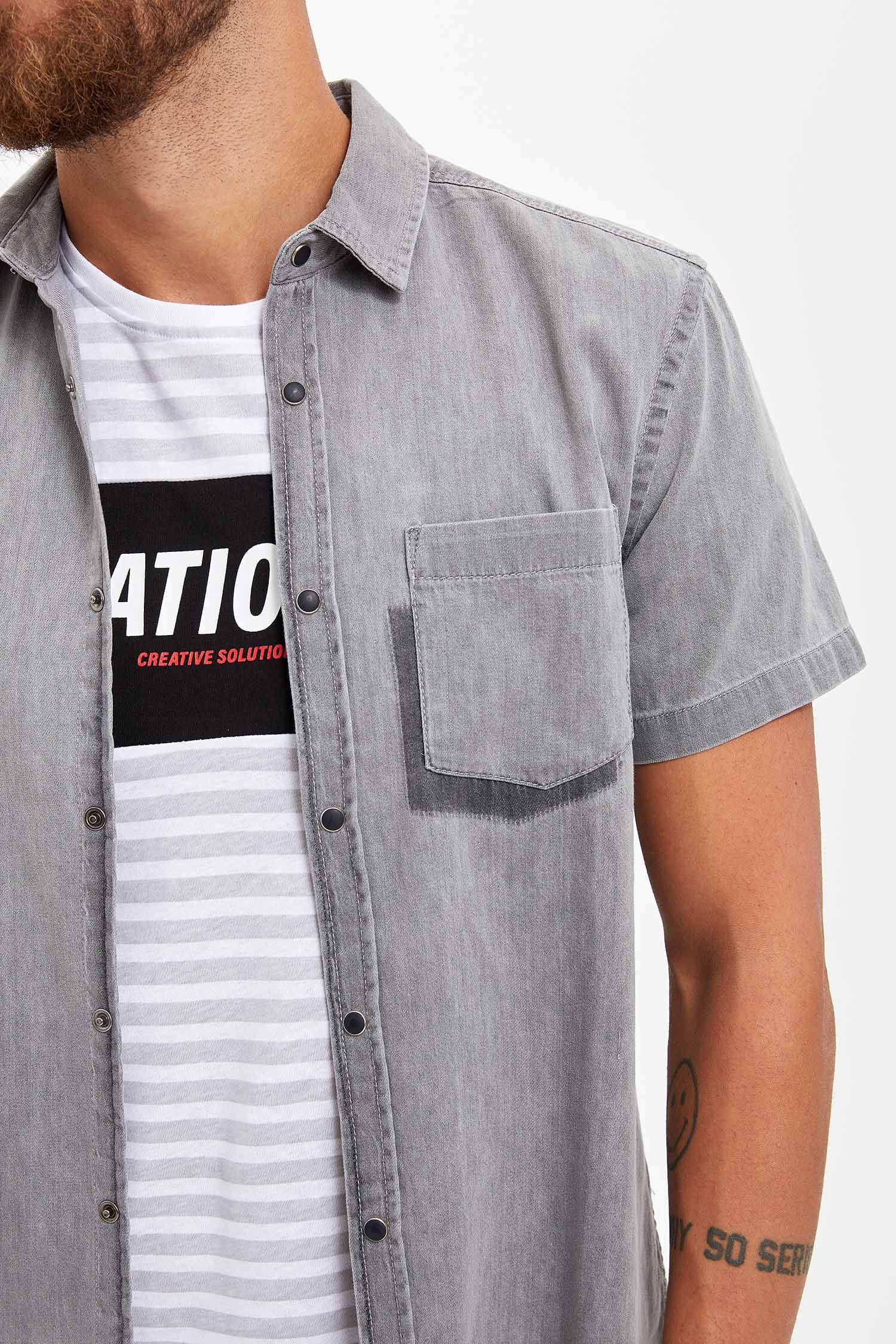 Defacto Slim Fit Jean Gömlek. 3 Defacto Slim Fit Jean Gömlek. 3