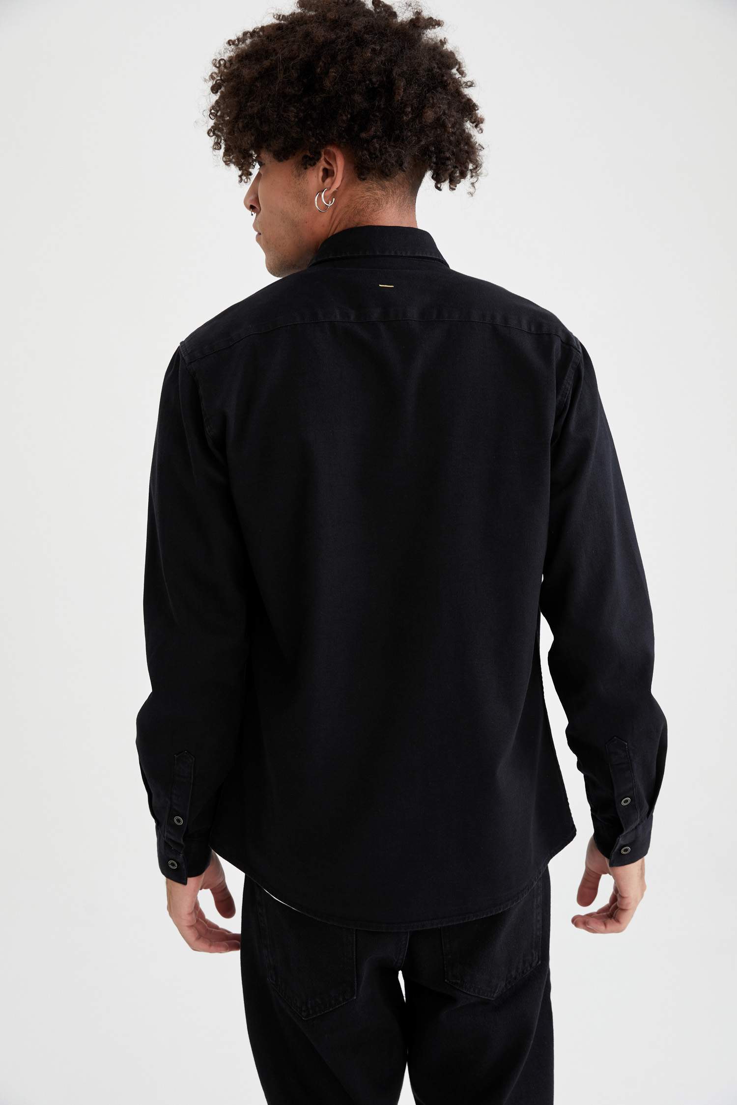 Çift Cepli Slim Fit Uzun Kollu Jean Gömlek