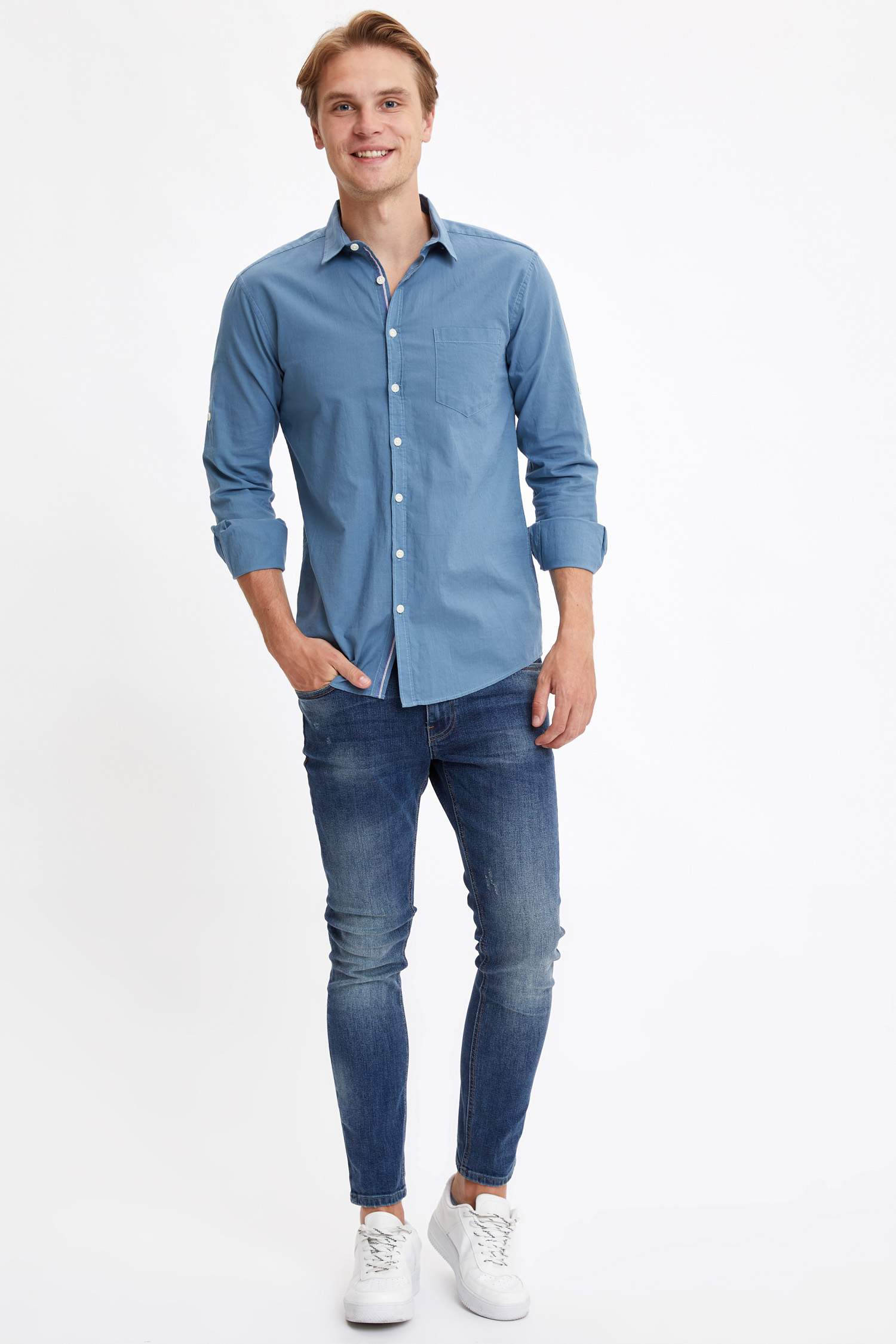 Slim Fit Basic Uzun Kollu Gömlek