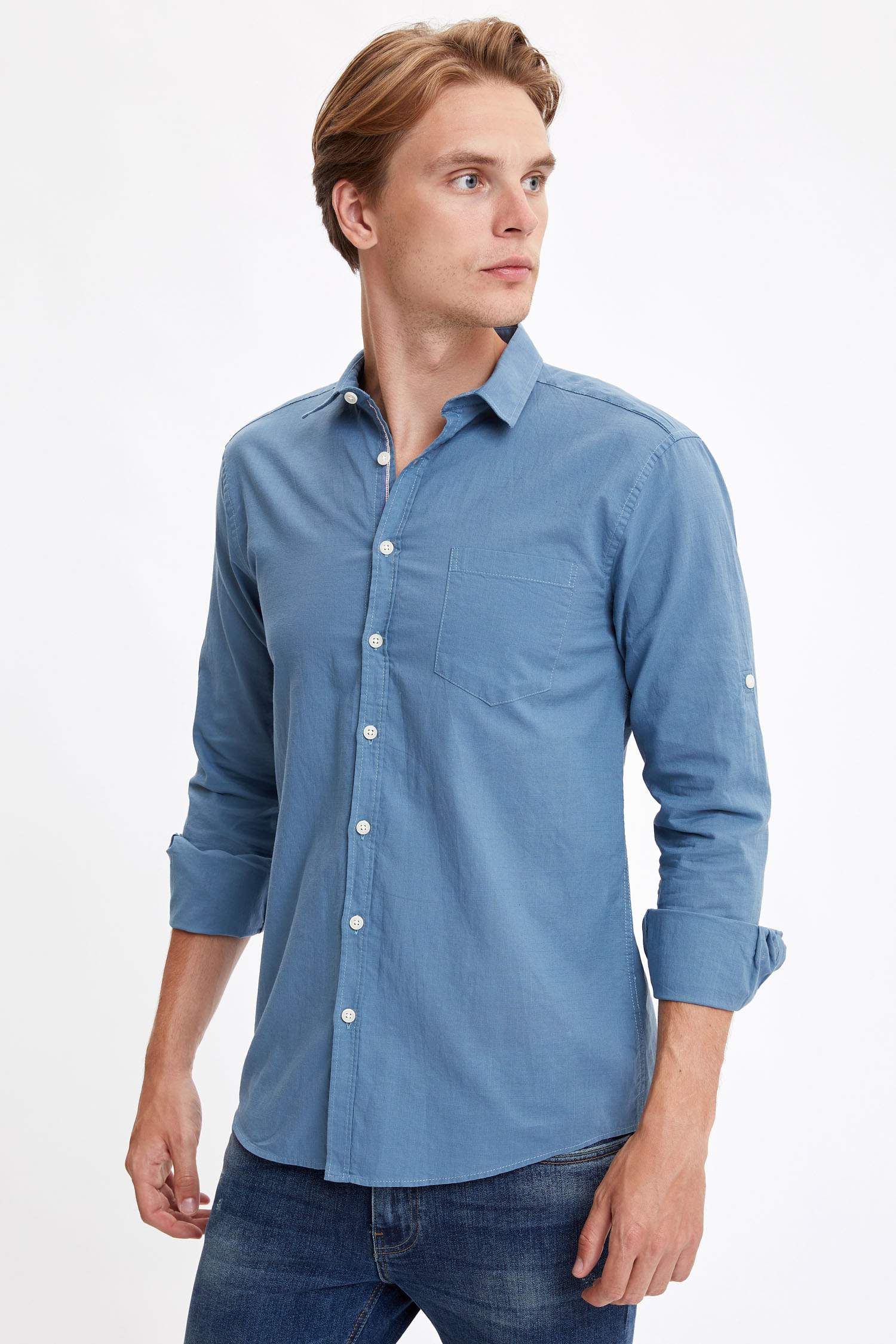 Slim Fit Basic Uzun Kollu Gömlek