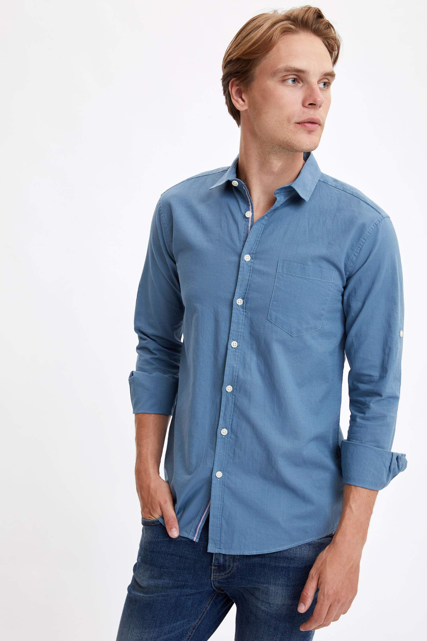 Slim Fit Basic Uzun Kollu Gömlek