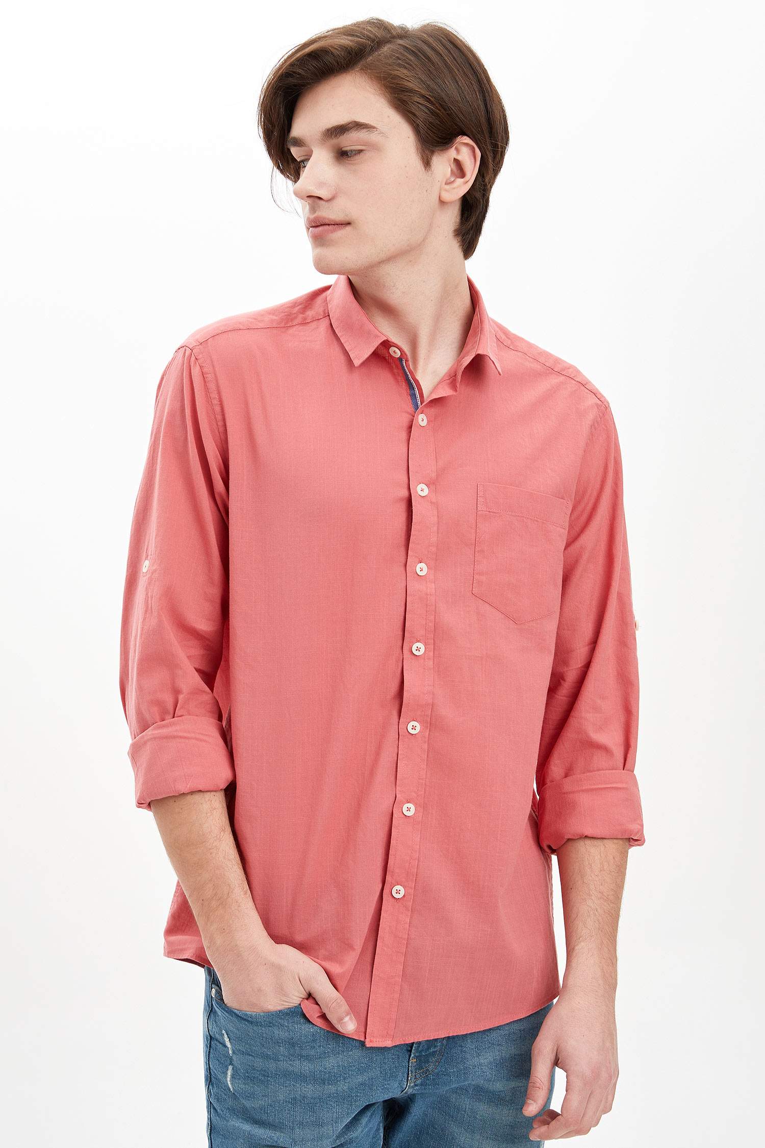 Slim Fit Basic Uzun Kollu Gömlek