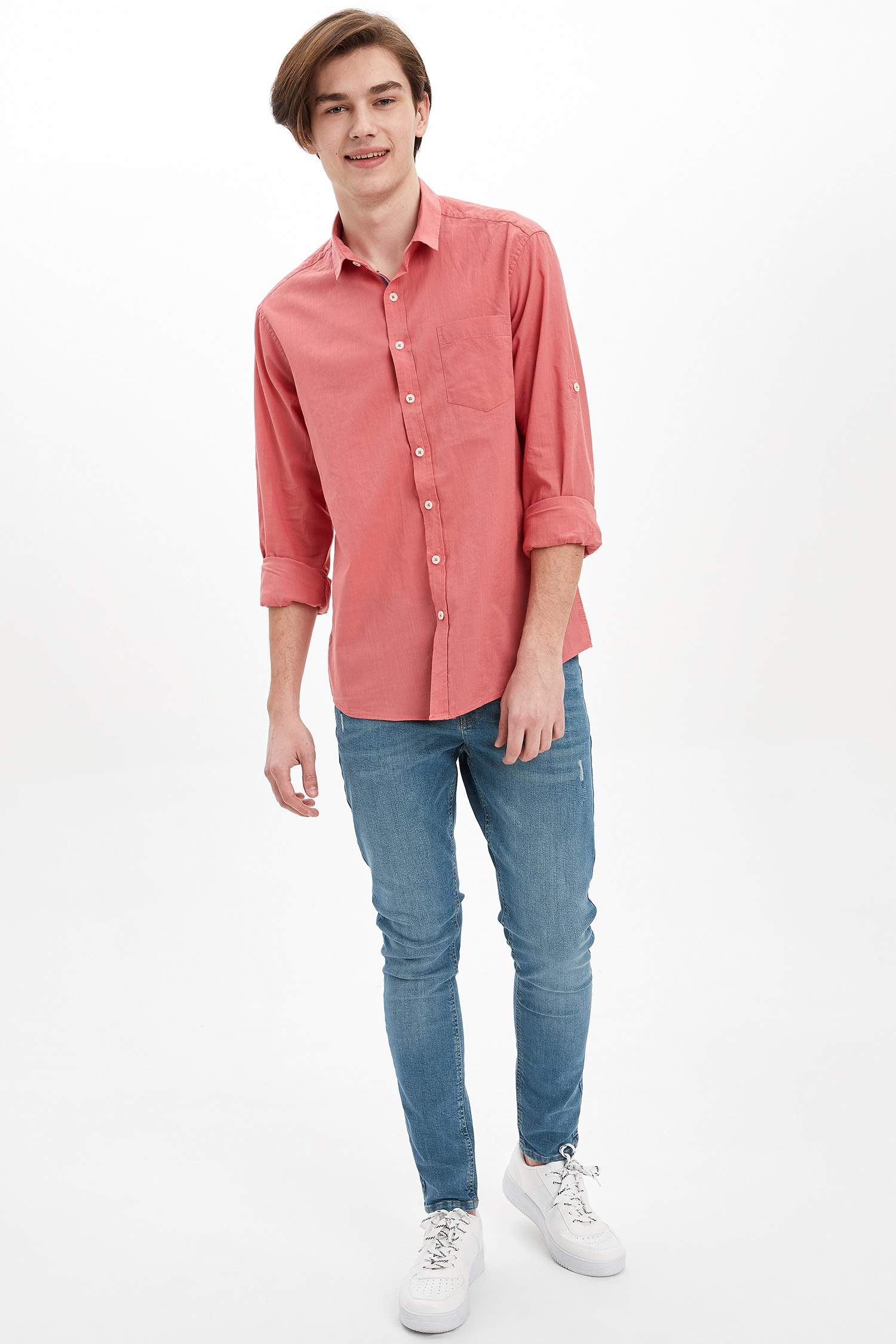 Slim Fit Basic Uzun Kollu Gömlek