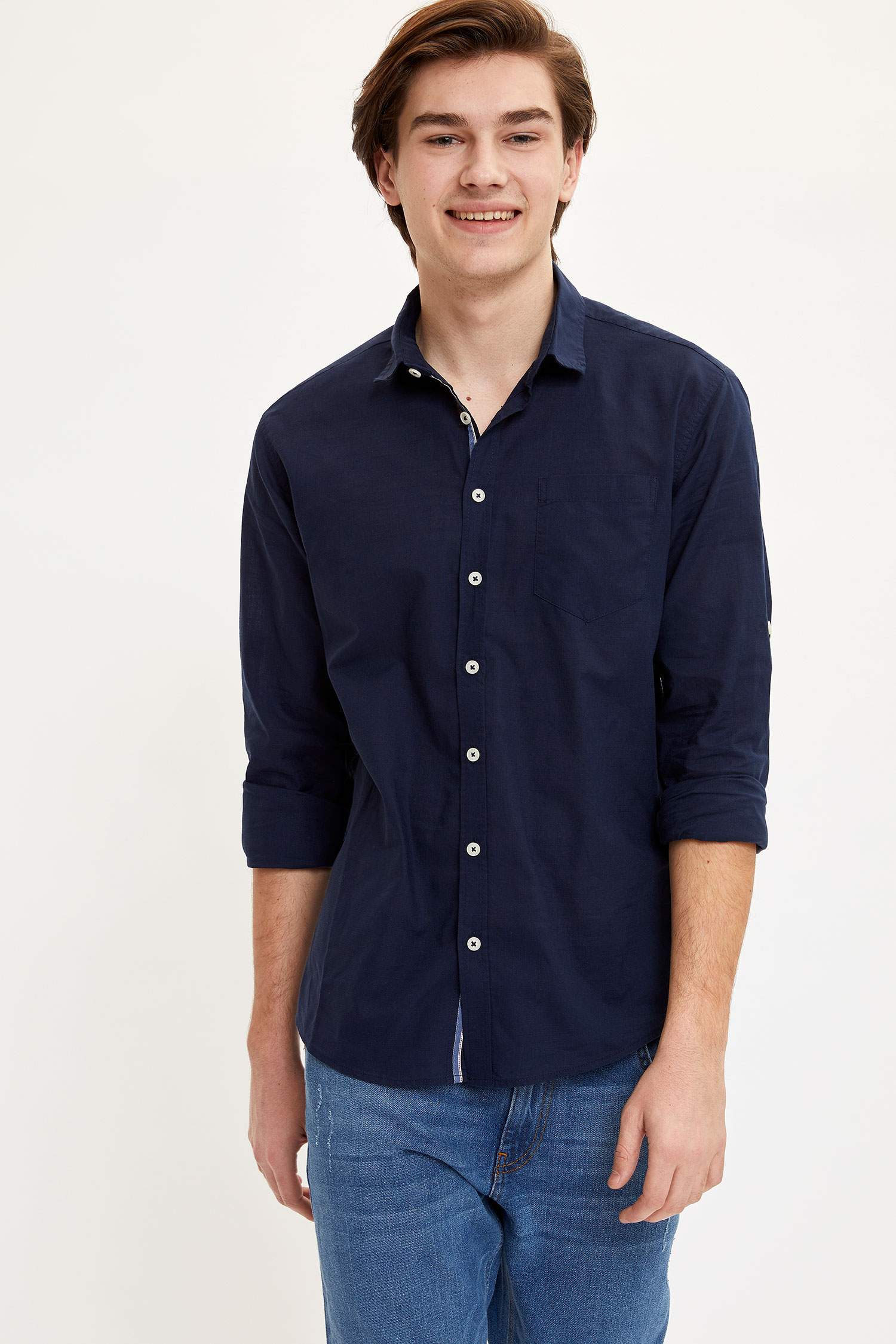 Slim Fit Basic Uzun Kollu Gömlek