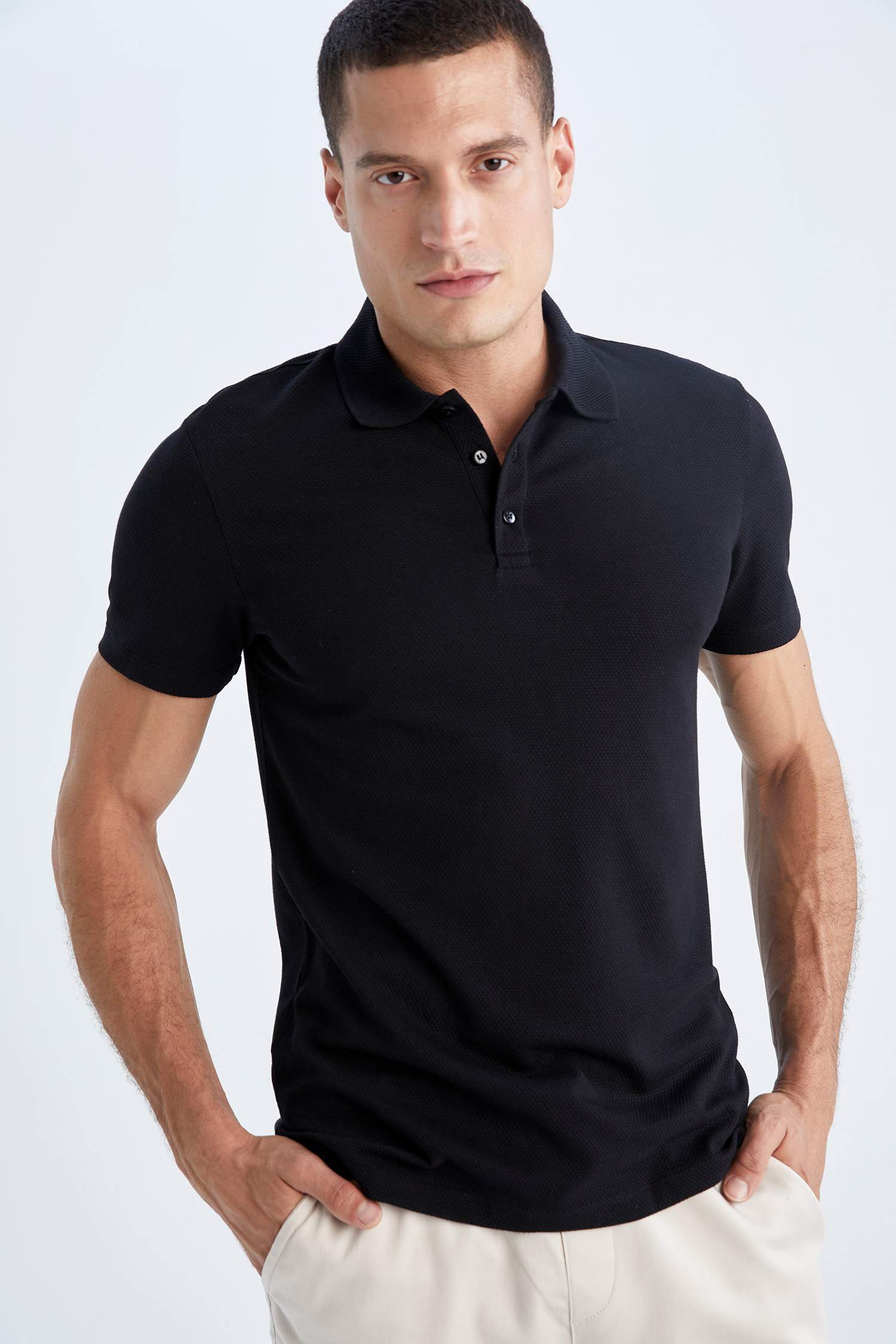 Slim Fit Polo Yaka Basic Kısa Kollu Tişört