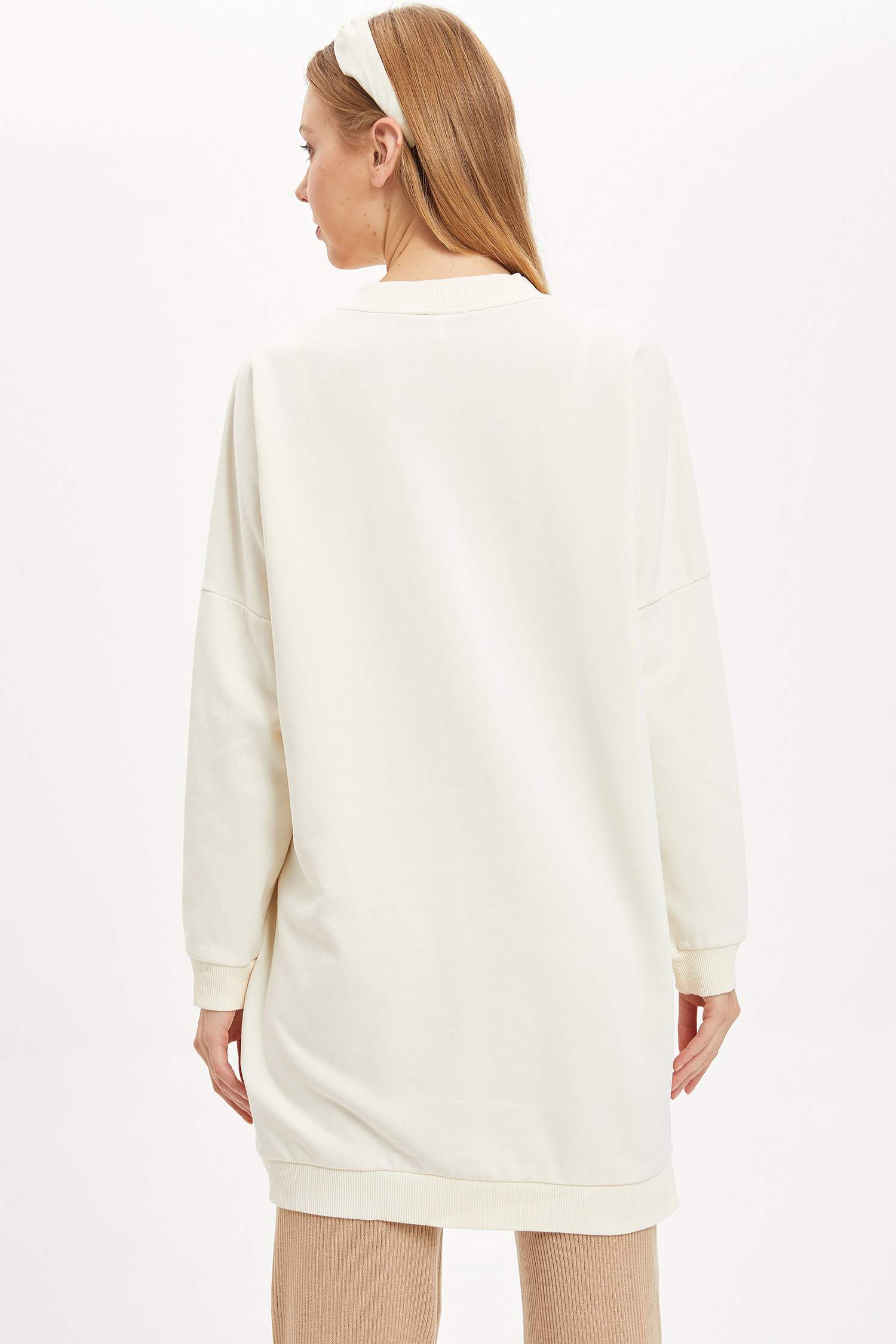 Renk Bloklu Uzun Sweatshirt