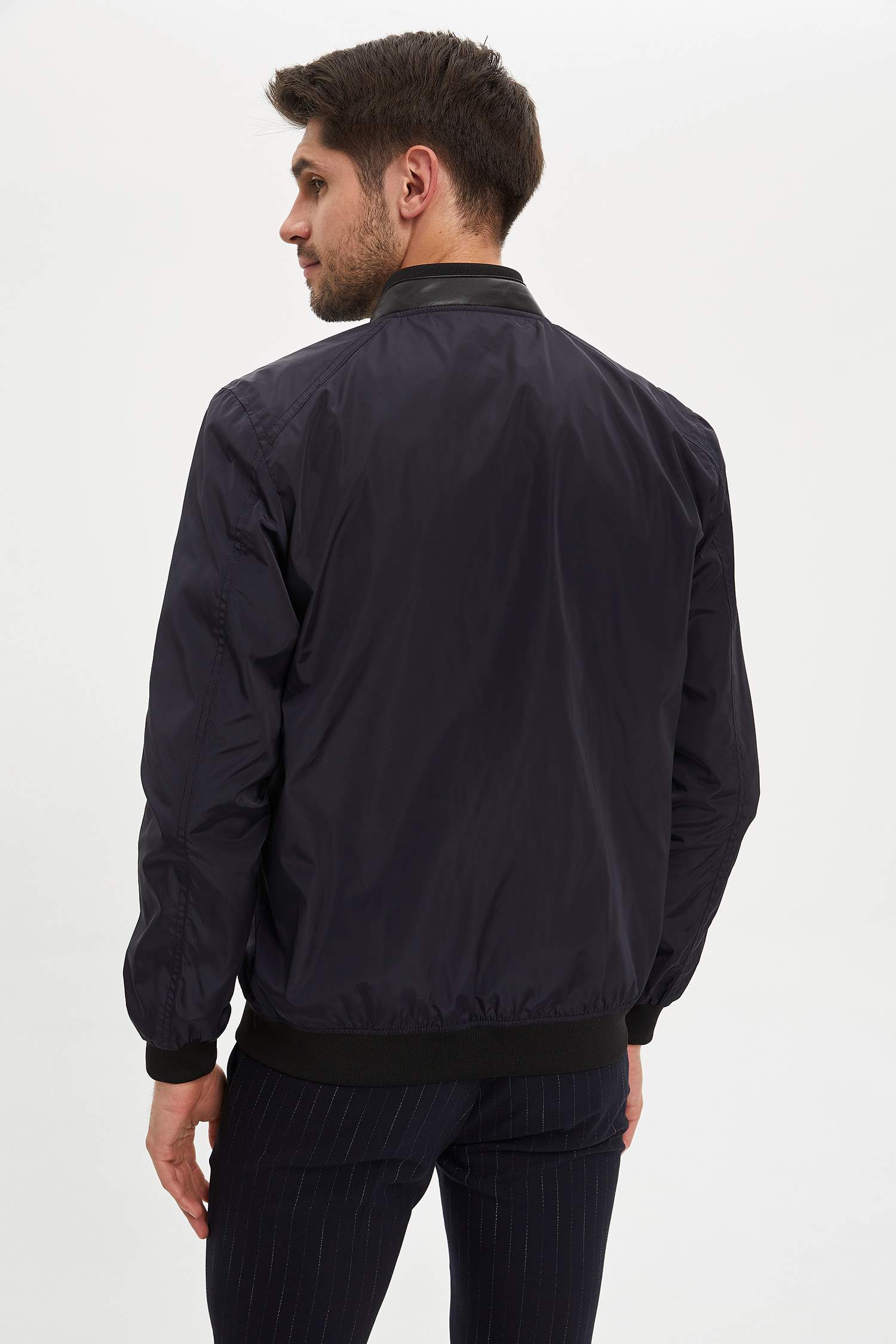 Slim Fit Basic Kolej Yaka Bomber Mevsimlik İnce Mont