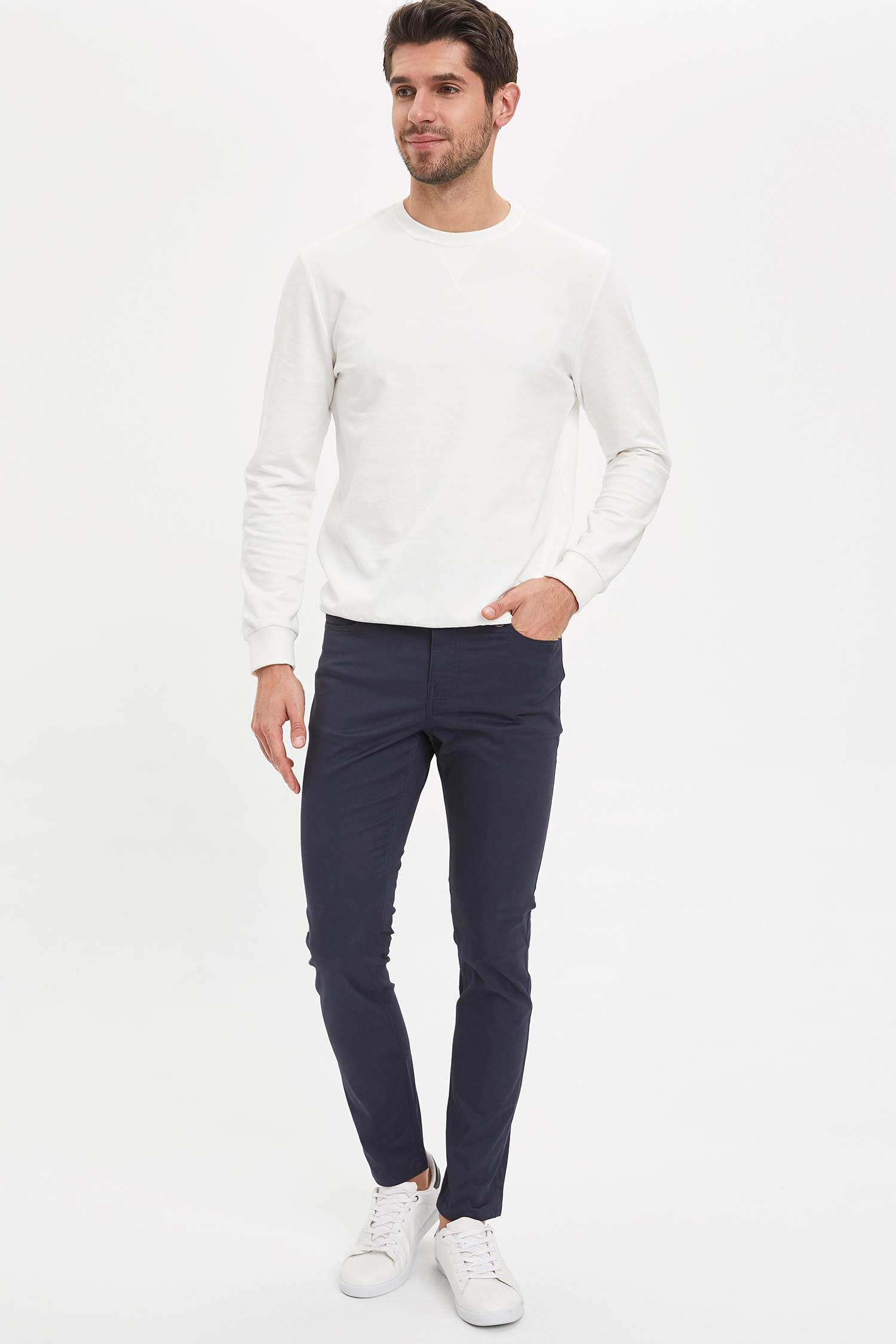 Erkek Skinny Fit Dar Paça Chino Pantolon