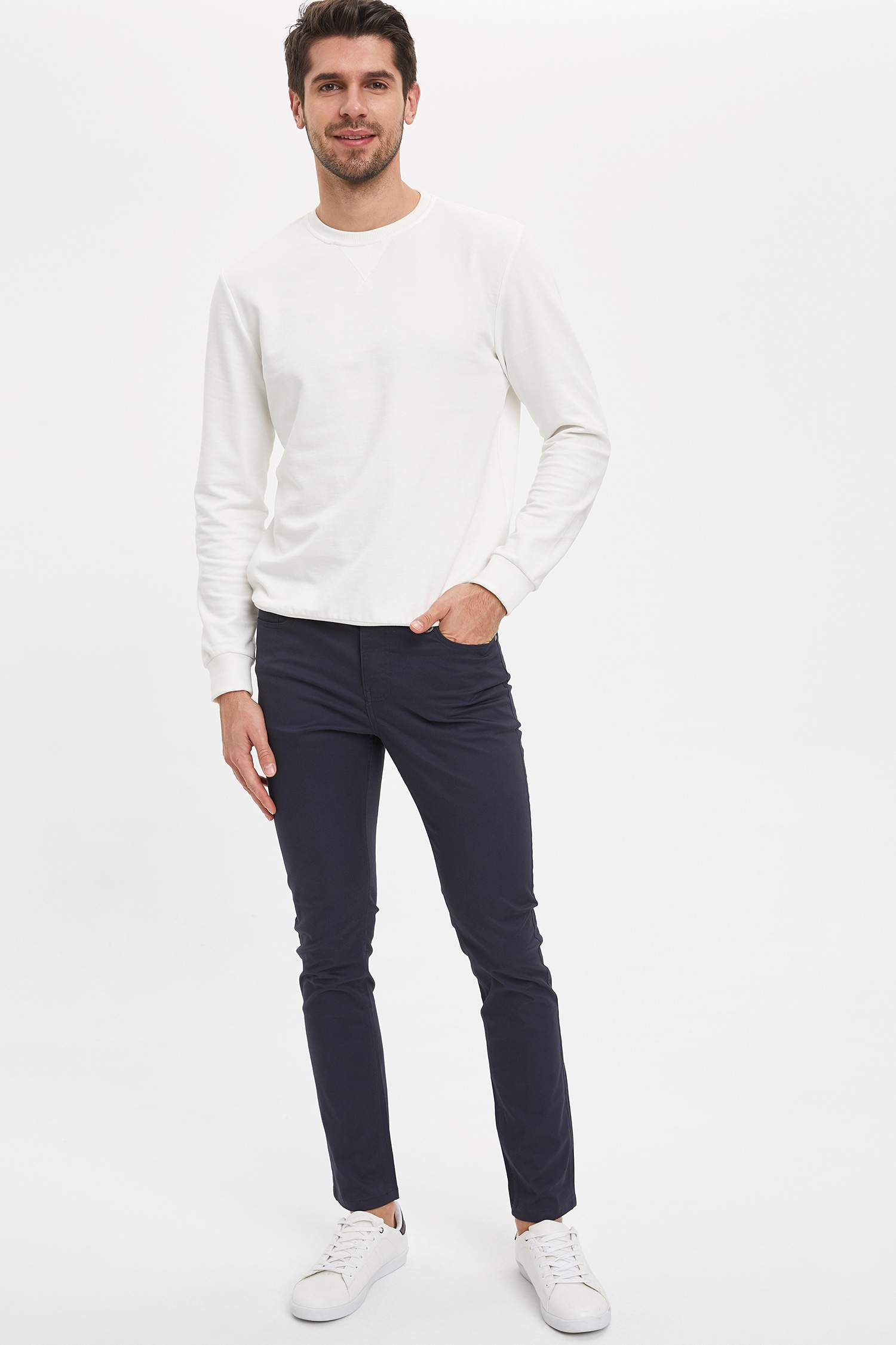 Erkek Skinny Fit Dar Paça Chino Pantolon