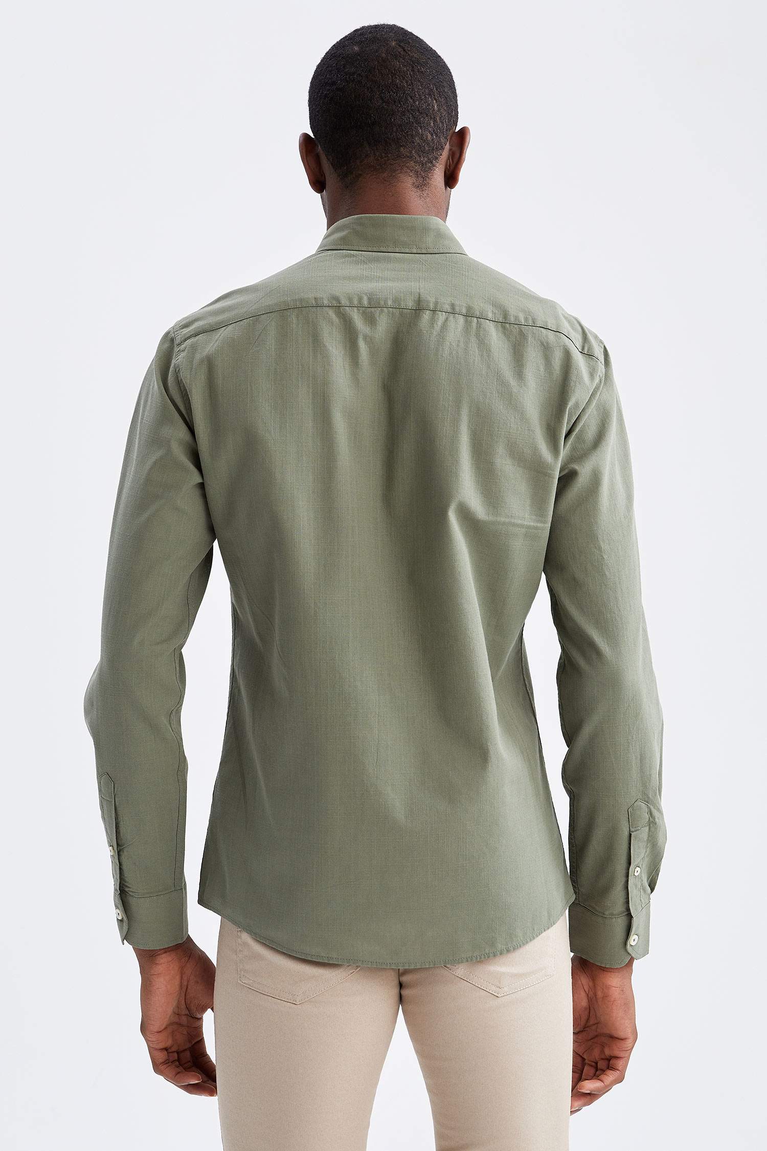 Slim Fit Pamuklu Basic Uzun Kollu Gömlek