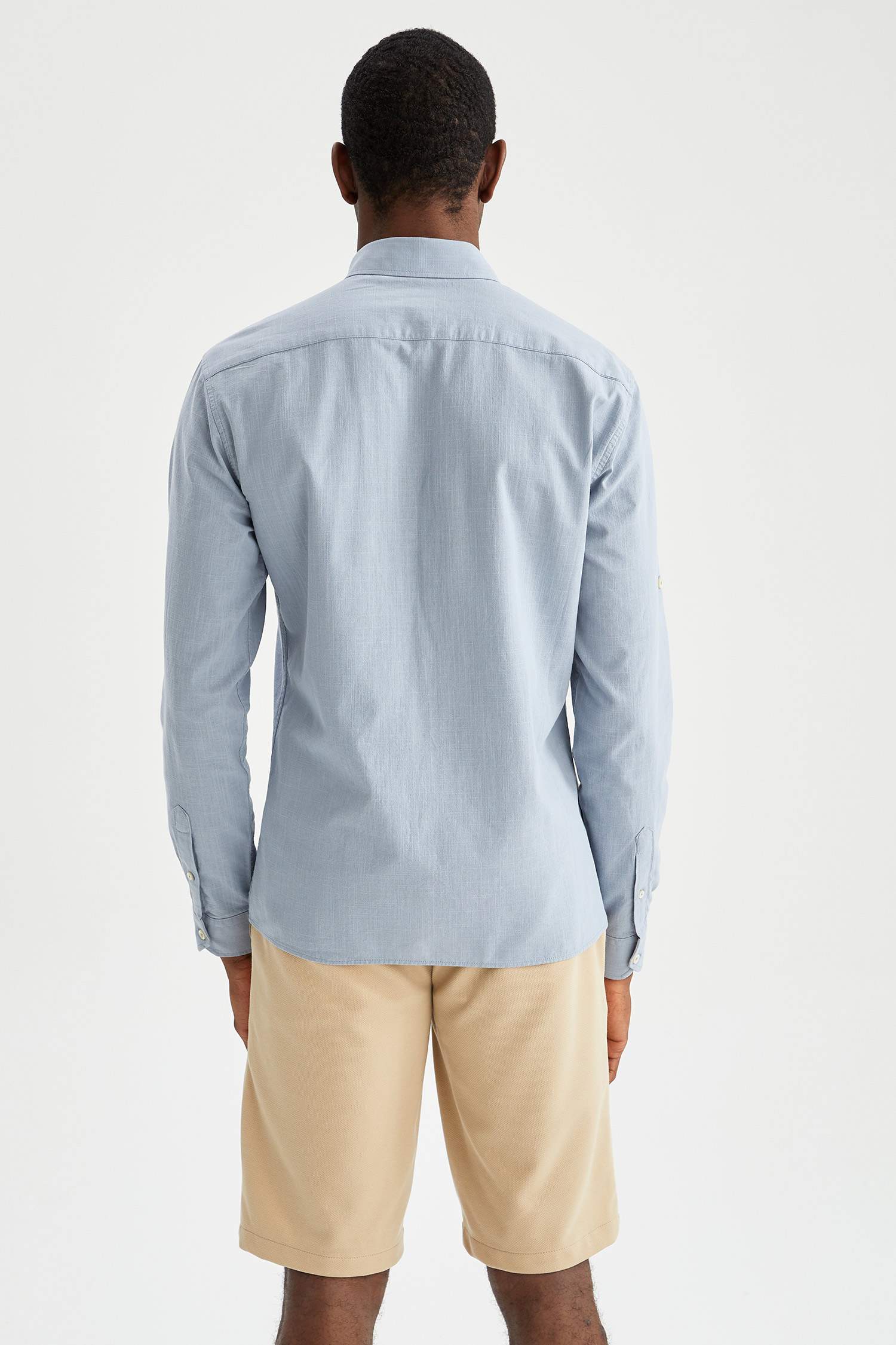 Slim Fit Polo Yaka Uzun Kollu Gömlek