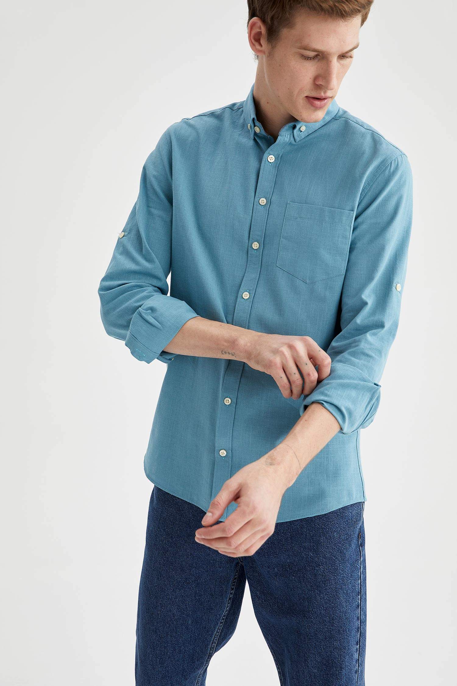 Slim Fit Basic Uzun Kollu Gömlek