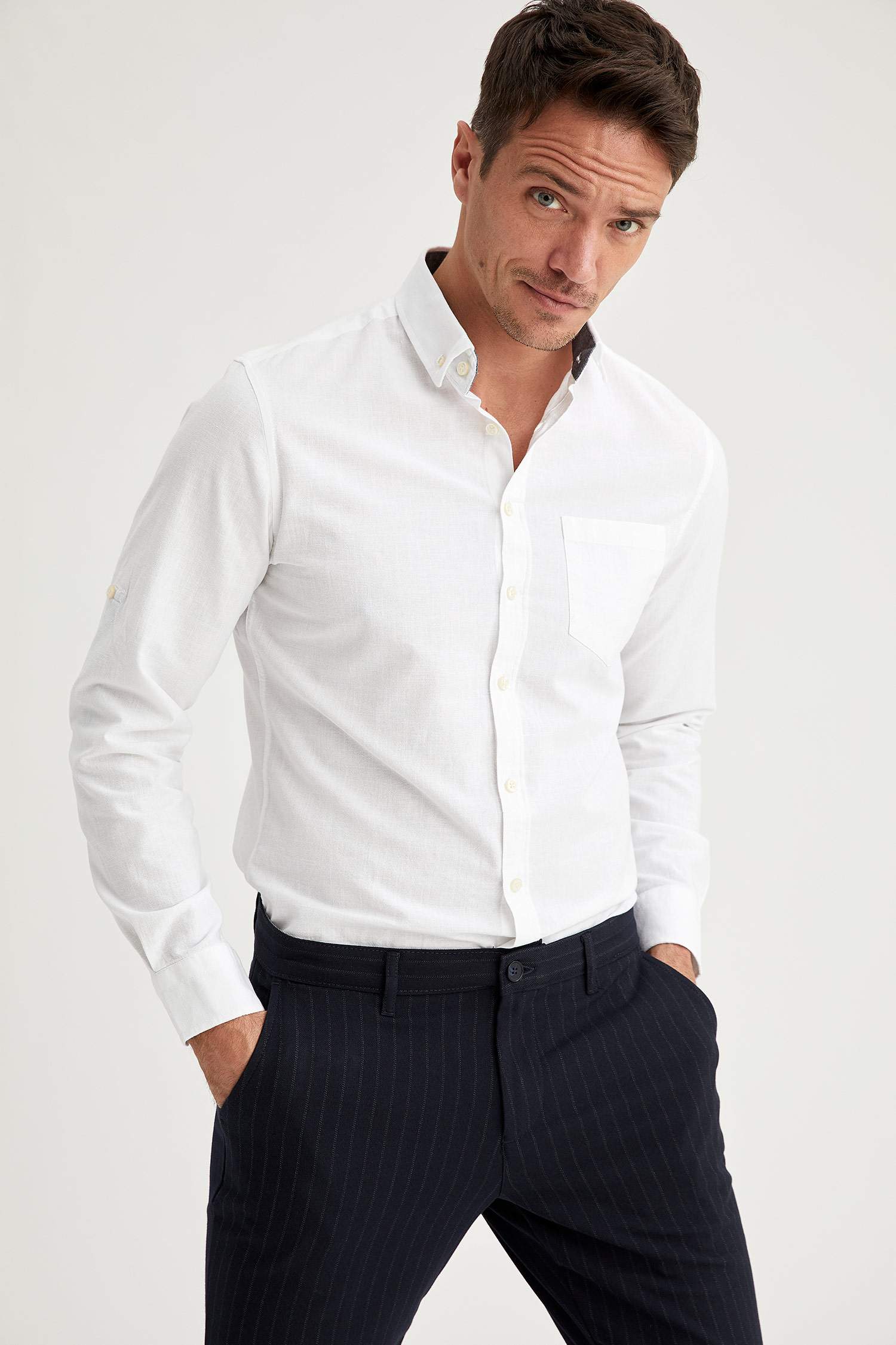Slim Fit Basic Uzun Kollu Gömlek