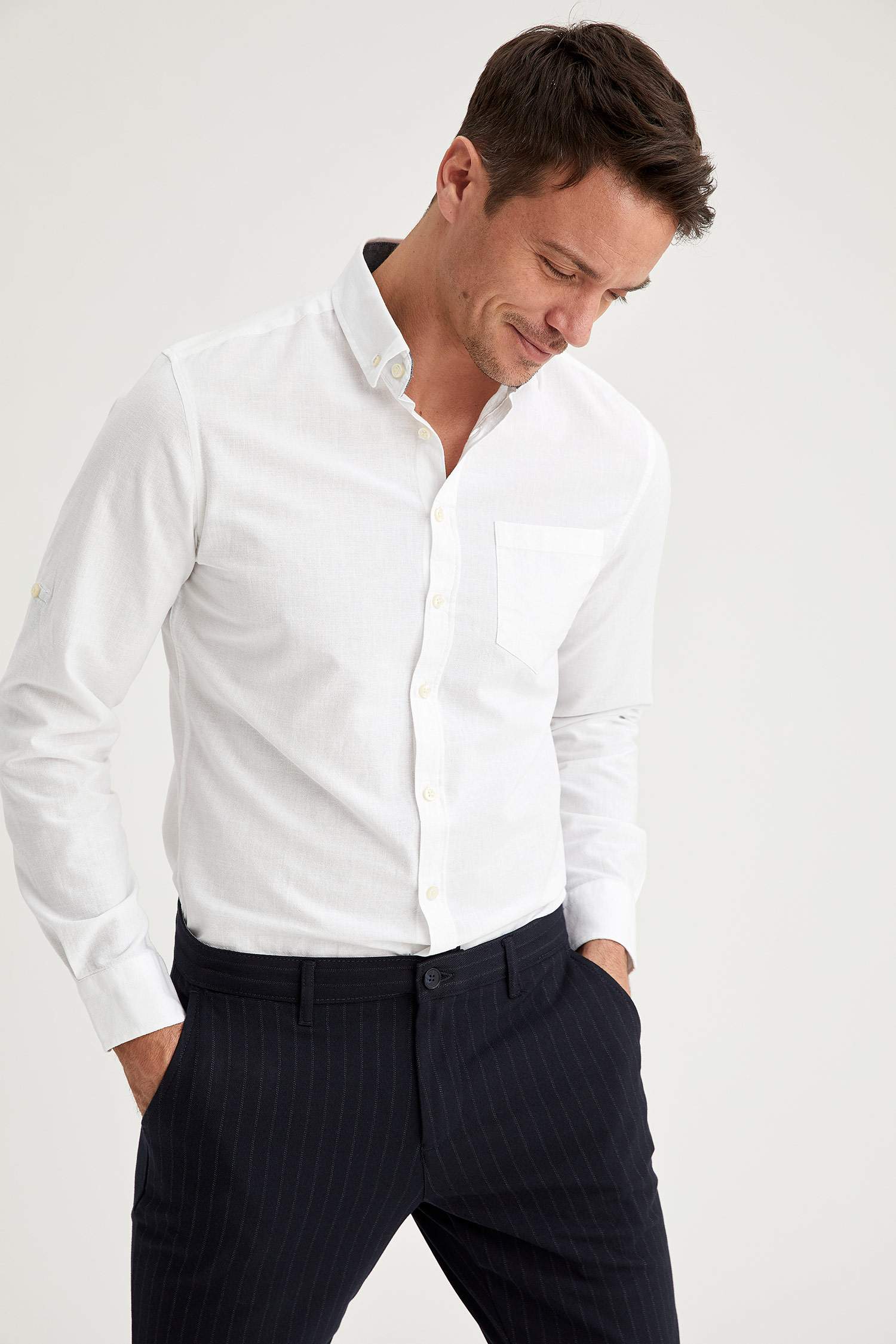 Slim Fit Basic Uzun Kollu Gömlek