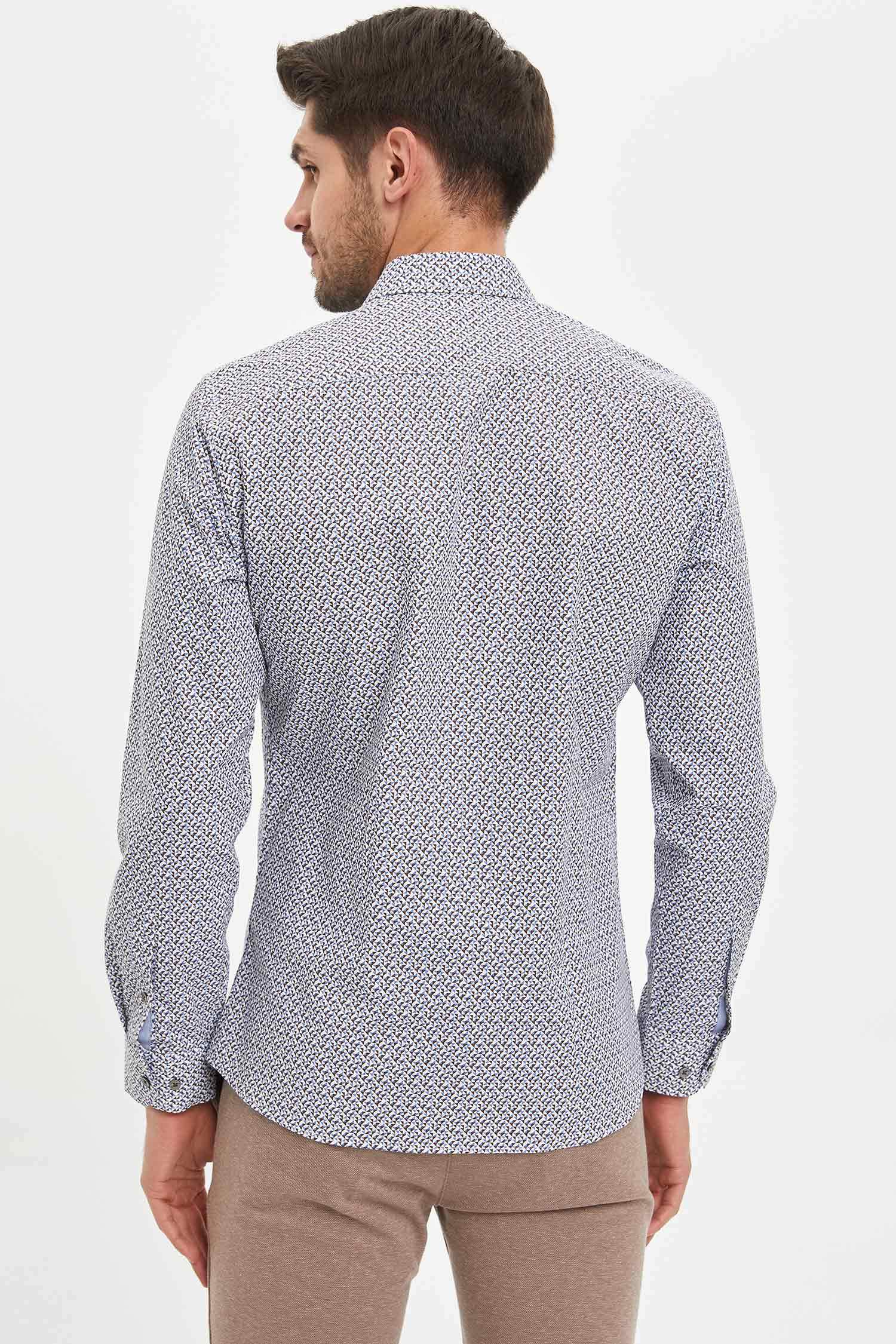 Slim Fit Desenli Klasik Uzun Kollu Gömlek