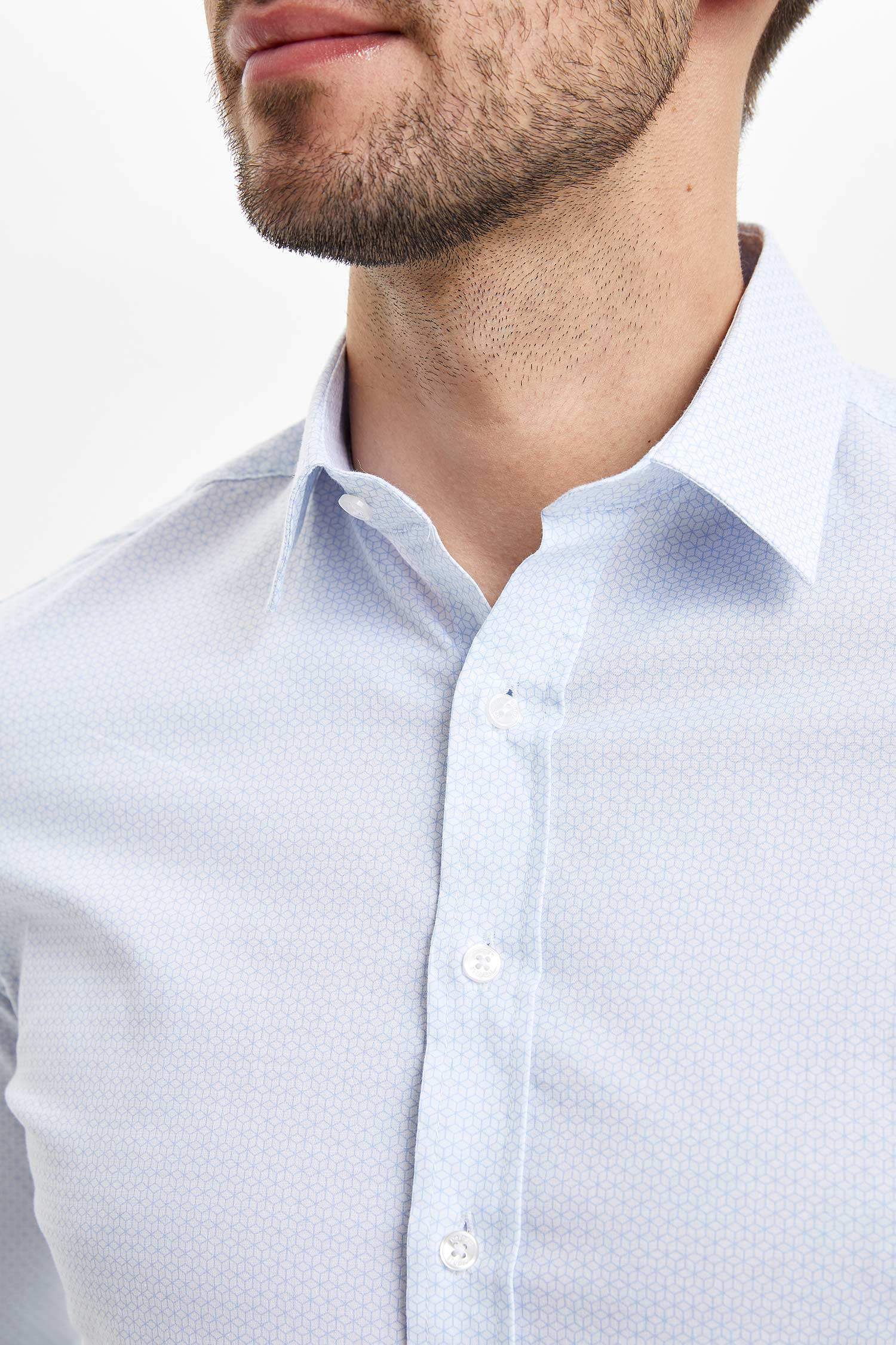 Modern Fit Desenli Klasik Uzun Kollu Gömlek