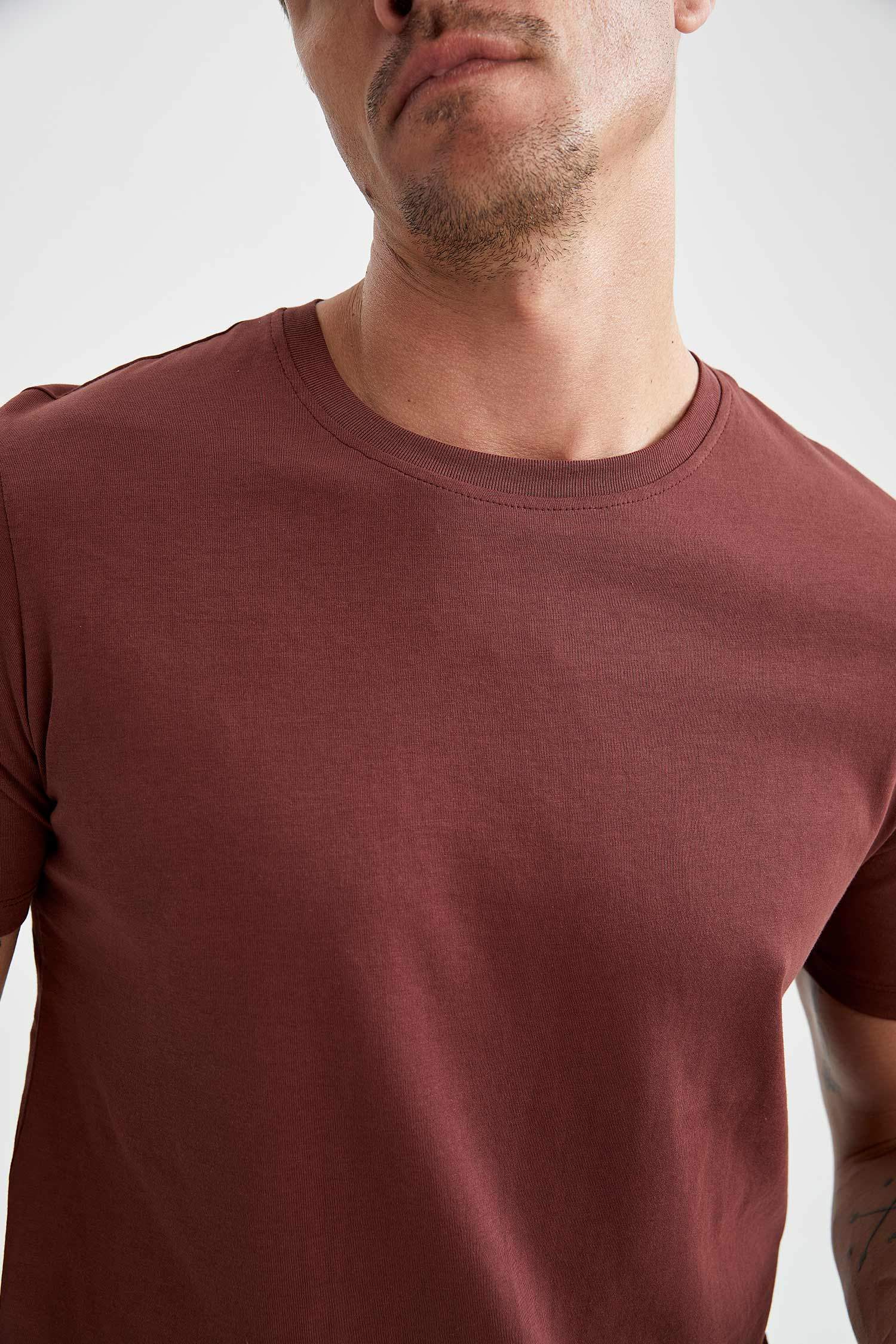Regular Fit Bisiklet Yaka Basic Kısa Kollu Pamuklu Penye Tişört