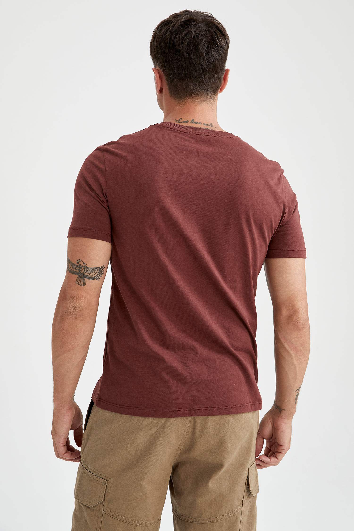Regular Fit Bisiklet Yaka Basic Kısa Kollu Pamuklu Penye Tişört