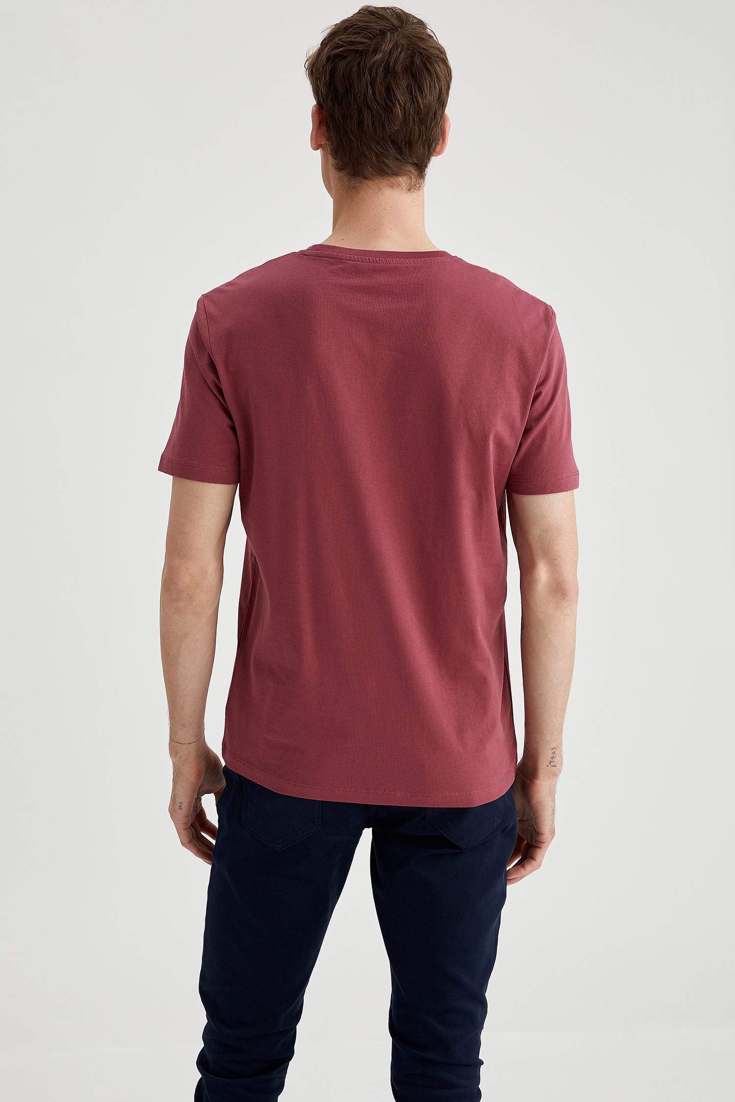 Regular Fit Bisiklet Yaka Basic Kısa Kollu Pamuklu Penye Tişört