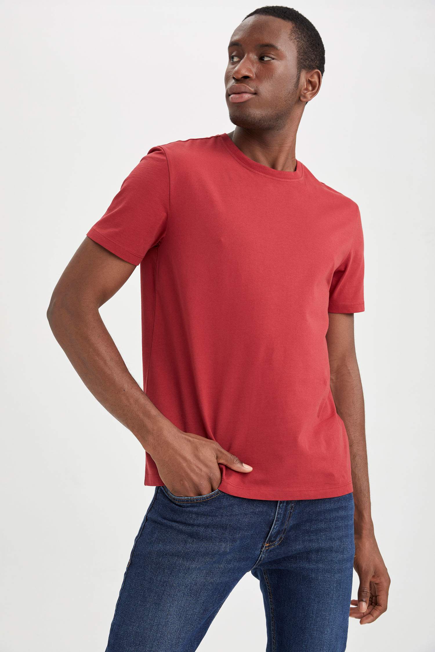 Regular Fit Basic Bisiklet Yaka Basic Tişört