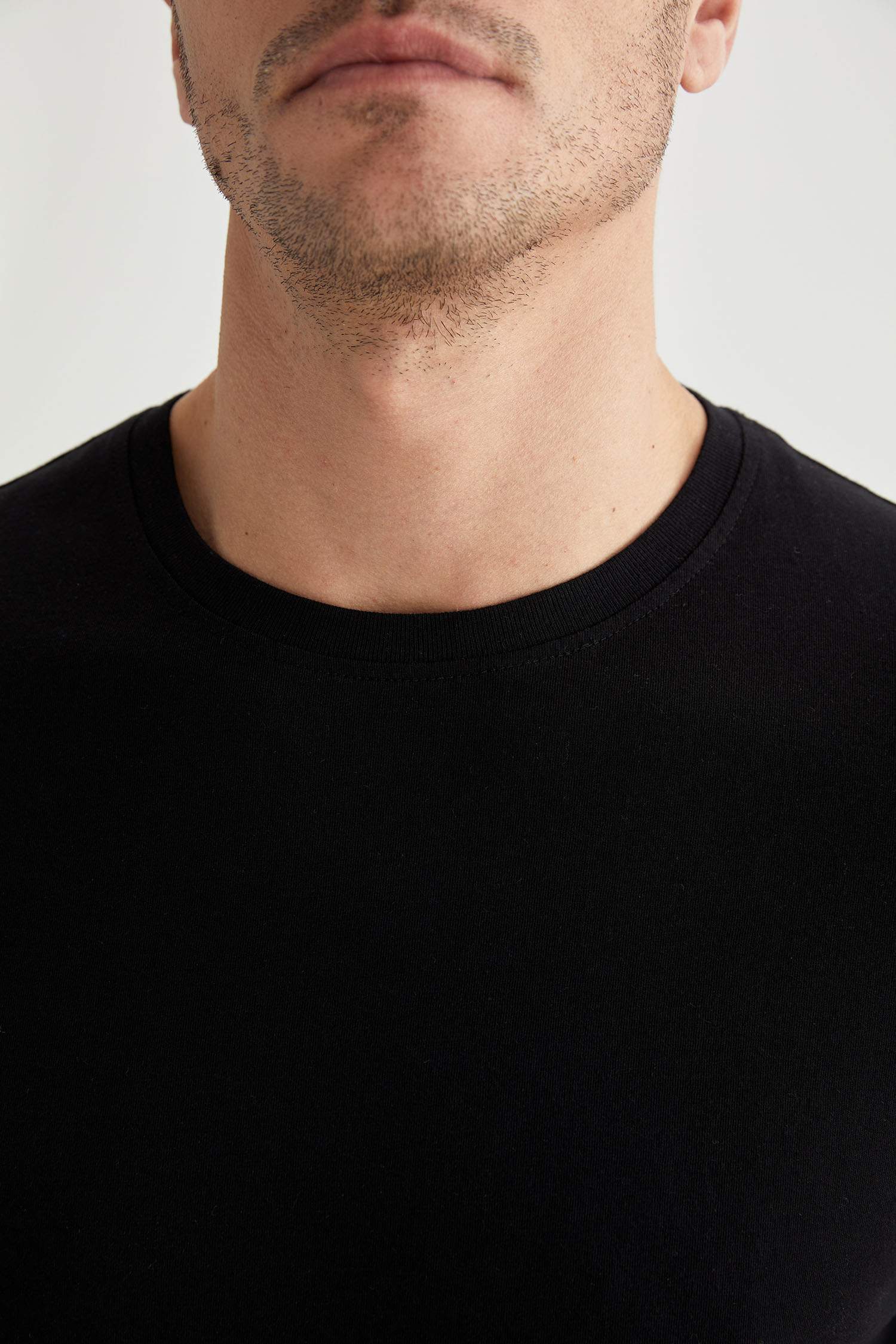 Regular Fit Bisiklet Yaka Basic Kısa Kollu Siyah Tişört
