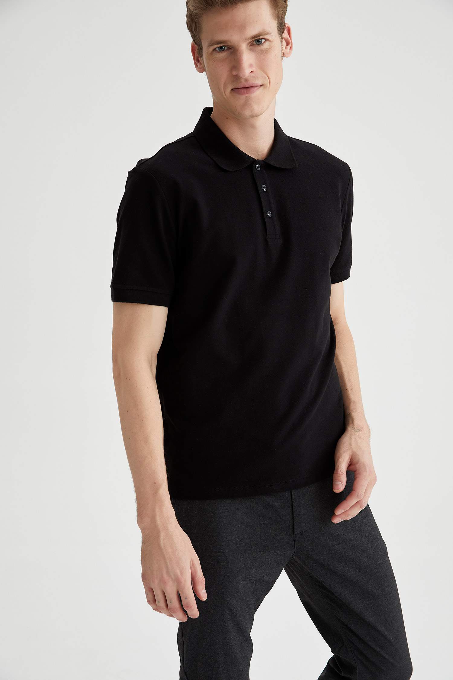 Regular Fit Polo Yaka Basic Kısa Kollu Tişört