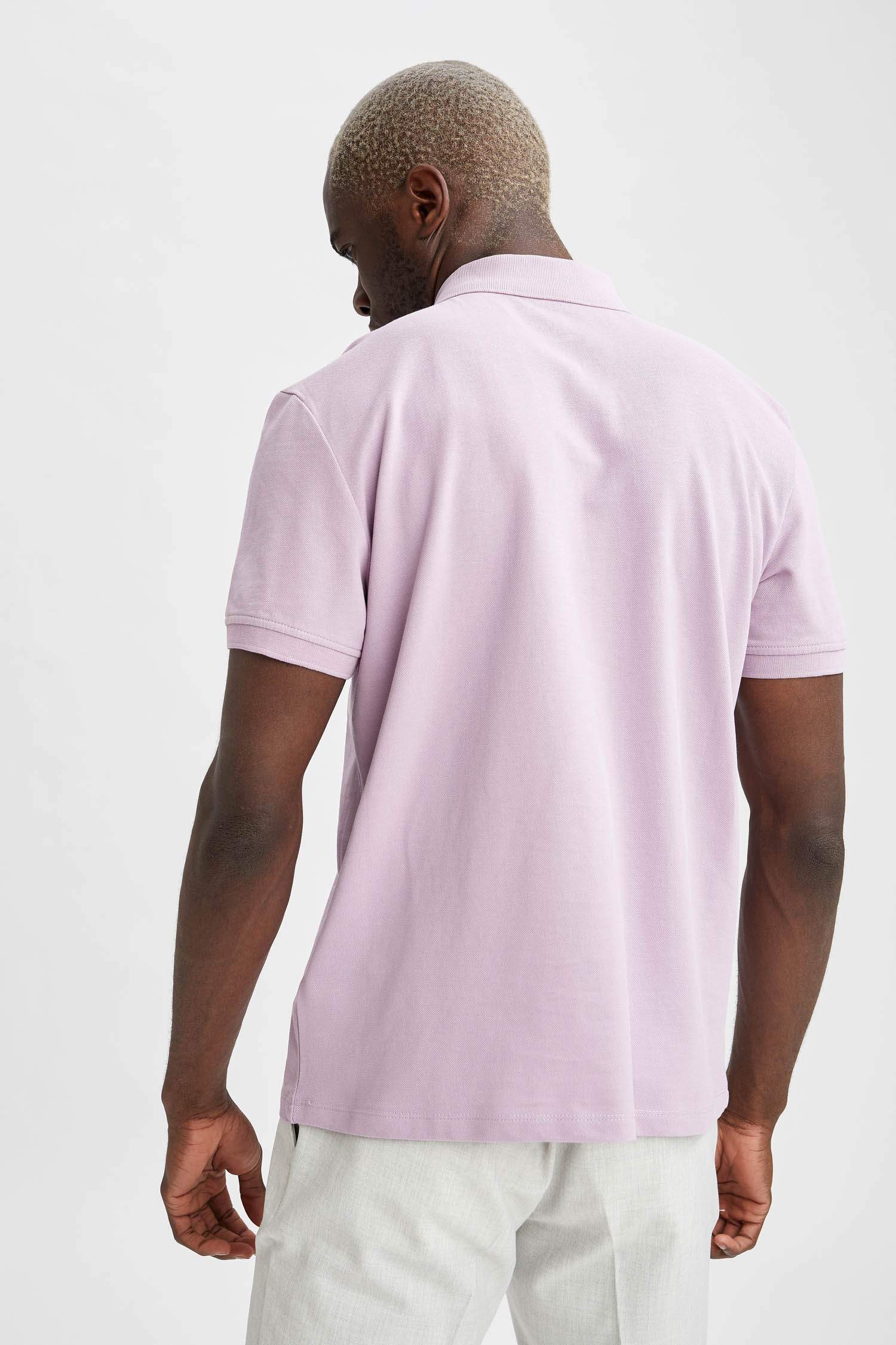 Regular Fit Polo Yaka Basic Kısa Kollu Pamuklu Penye Tişört