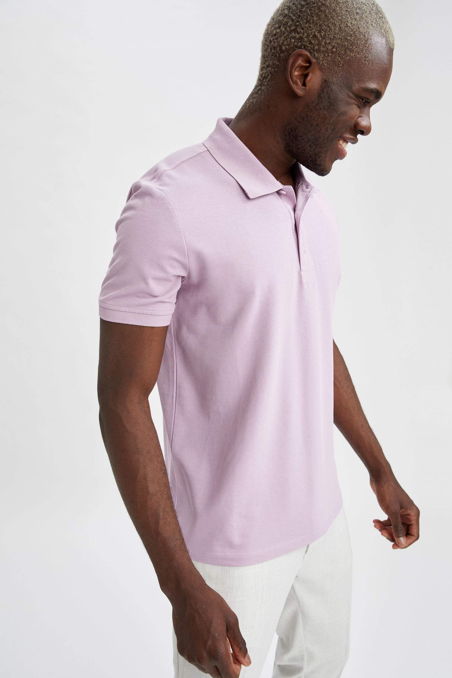 Regular Fit Polo Yaka Basic Kısa Kollu Pamuklu Penye Tişört