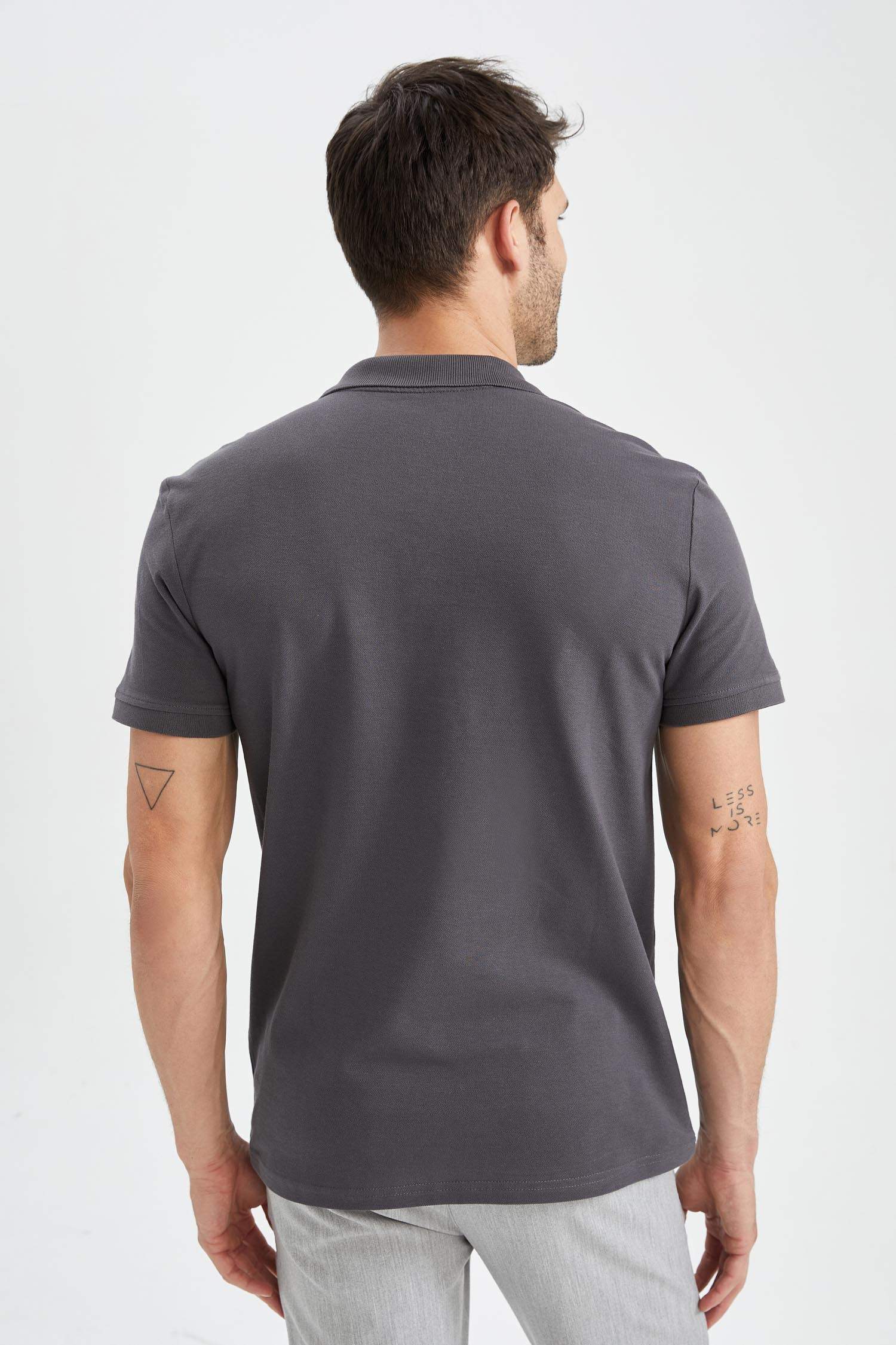 Regular Fit Polo Yaka Basic Kısa Kollu Pamuklu Penye Tişört