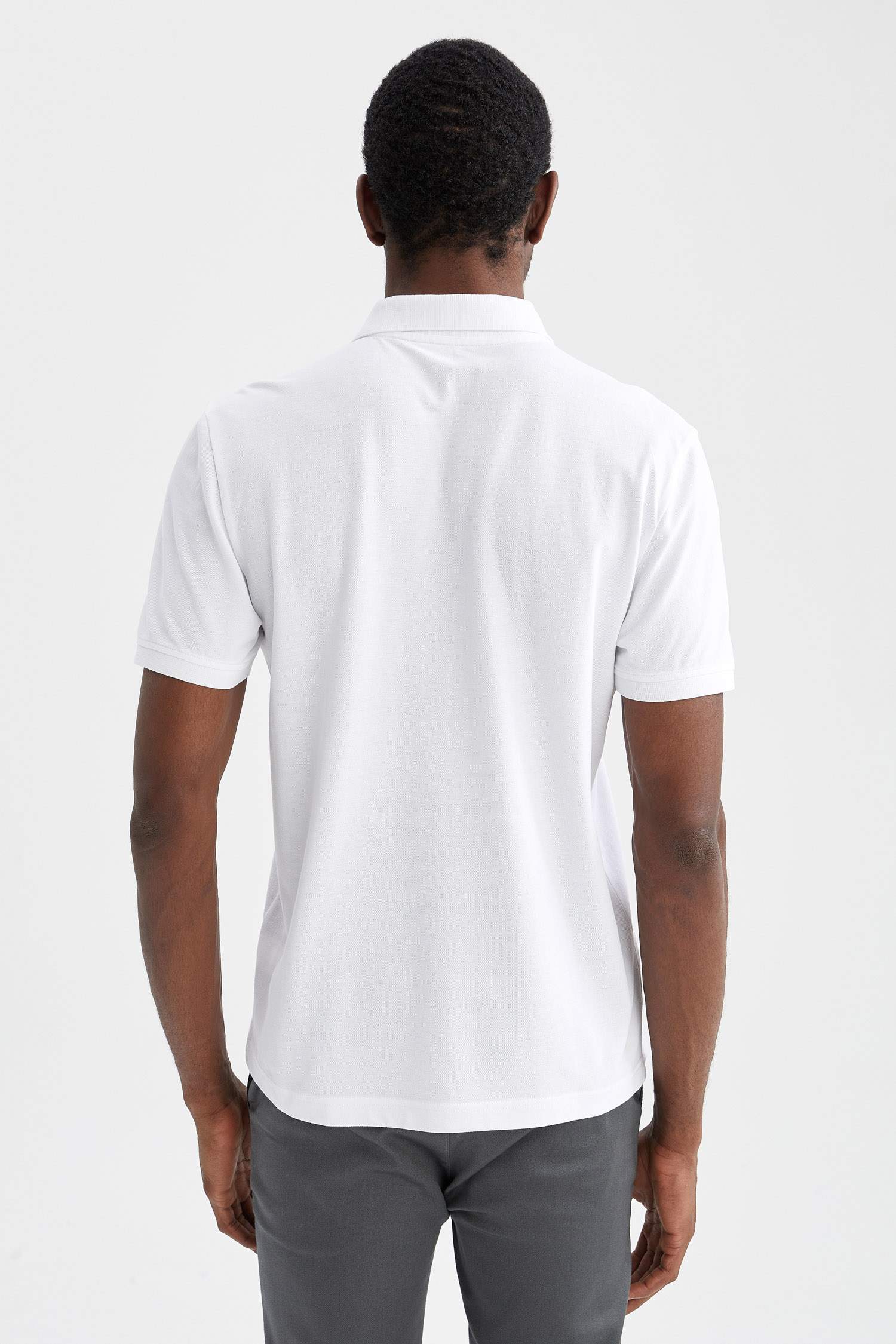 Regular Fit Polo Yaka Basic Kısa Kollu Pamuklu Penye Tişört