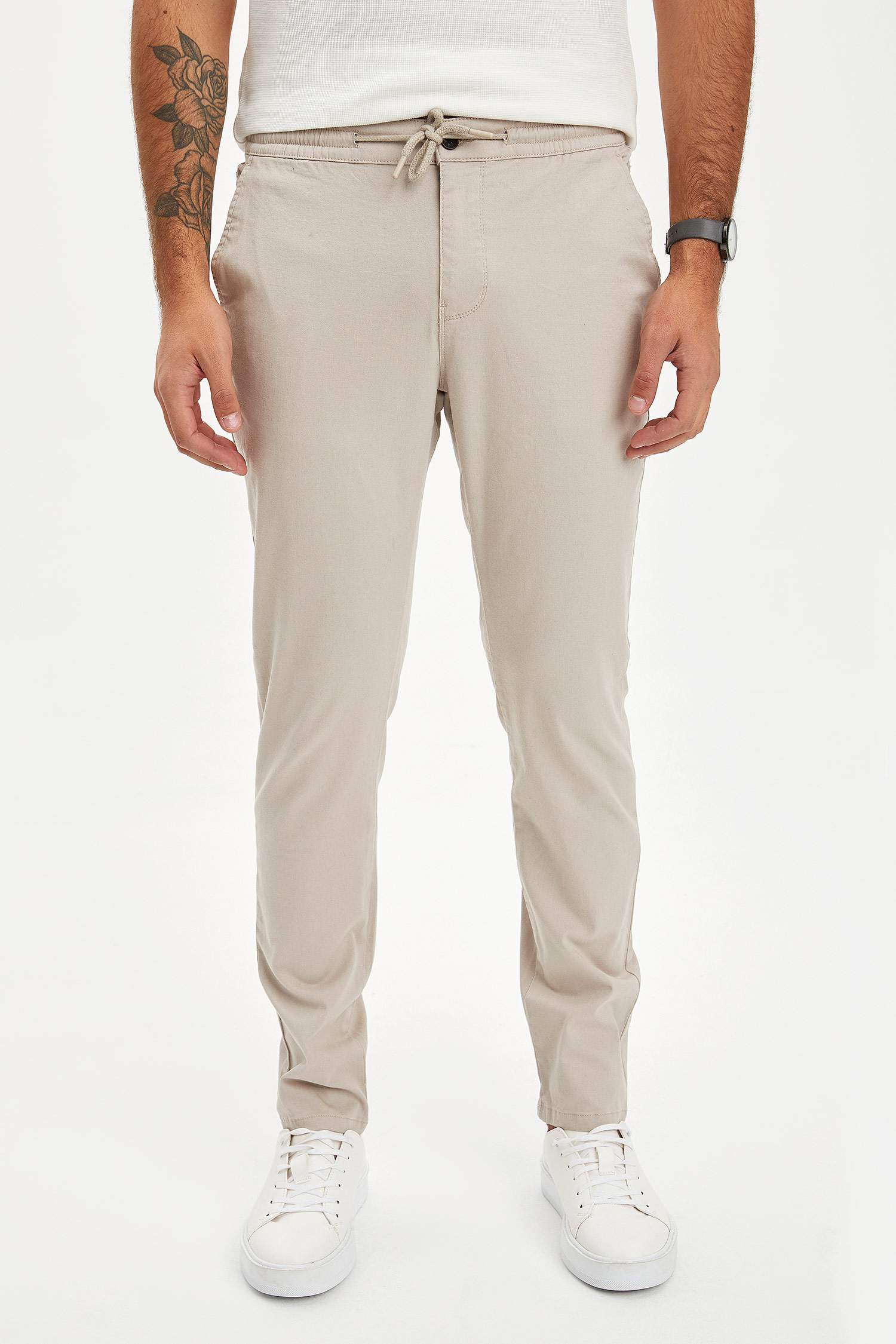 Beli Bağcıklı Slim Fit Jogger Pantolon