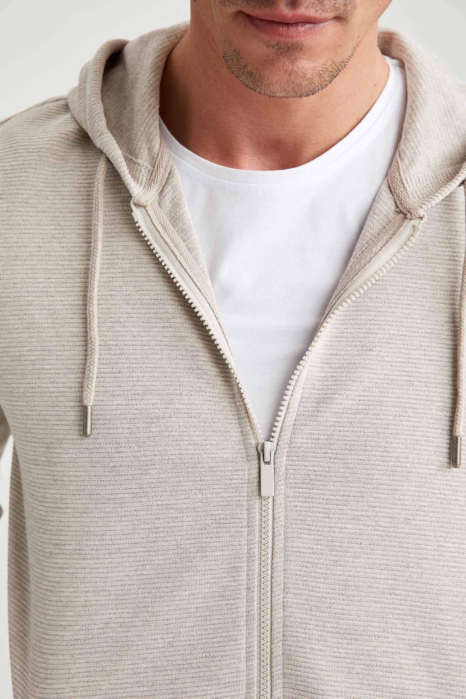 Regular Fit Kapüşonlu Fermuarlı Sweatshirt