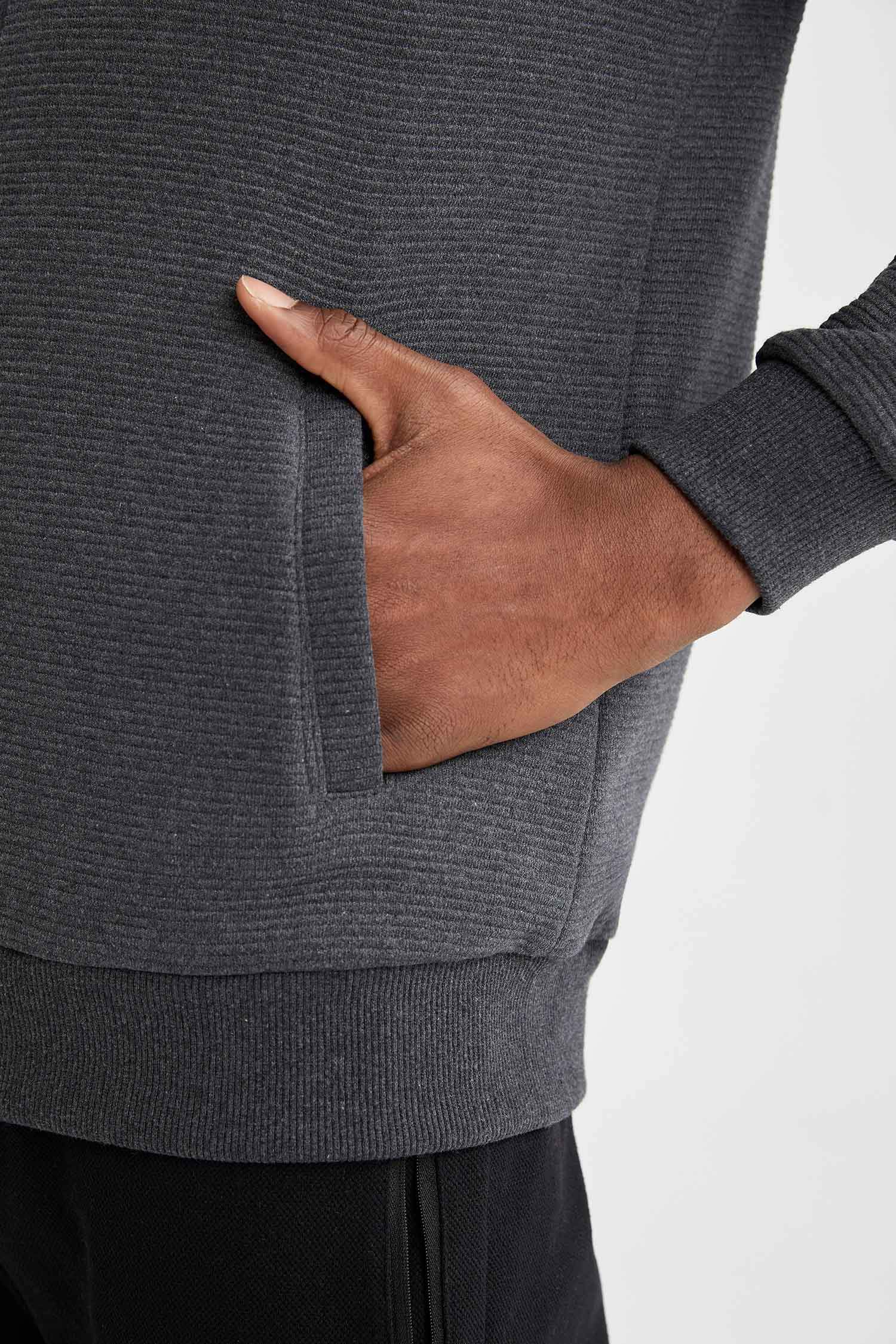 Regular Fit Kapüşonlu Fermuarlı Sweatshirt