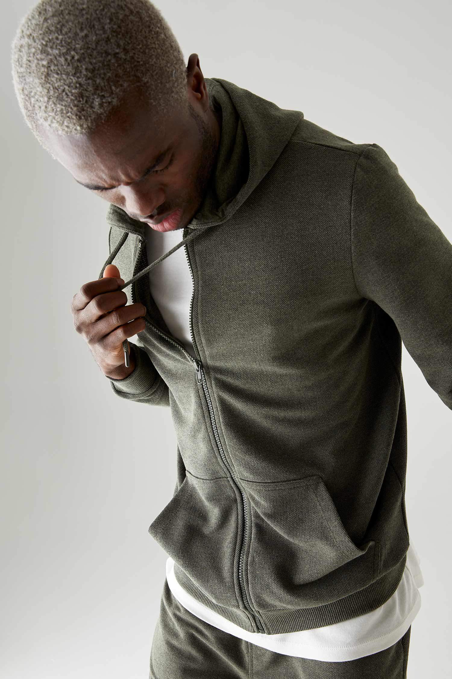 Basic Regular Fit Kapüşonlu Fermuarlı Sweatshirt
