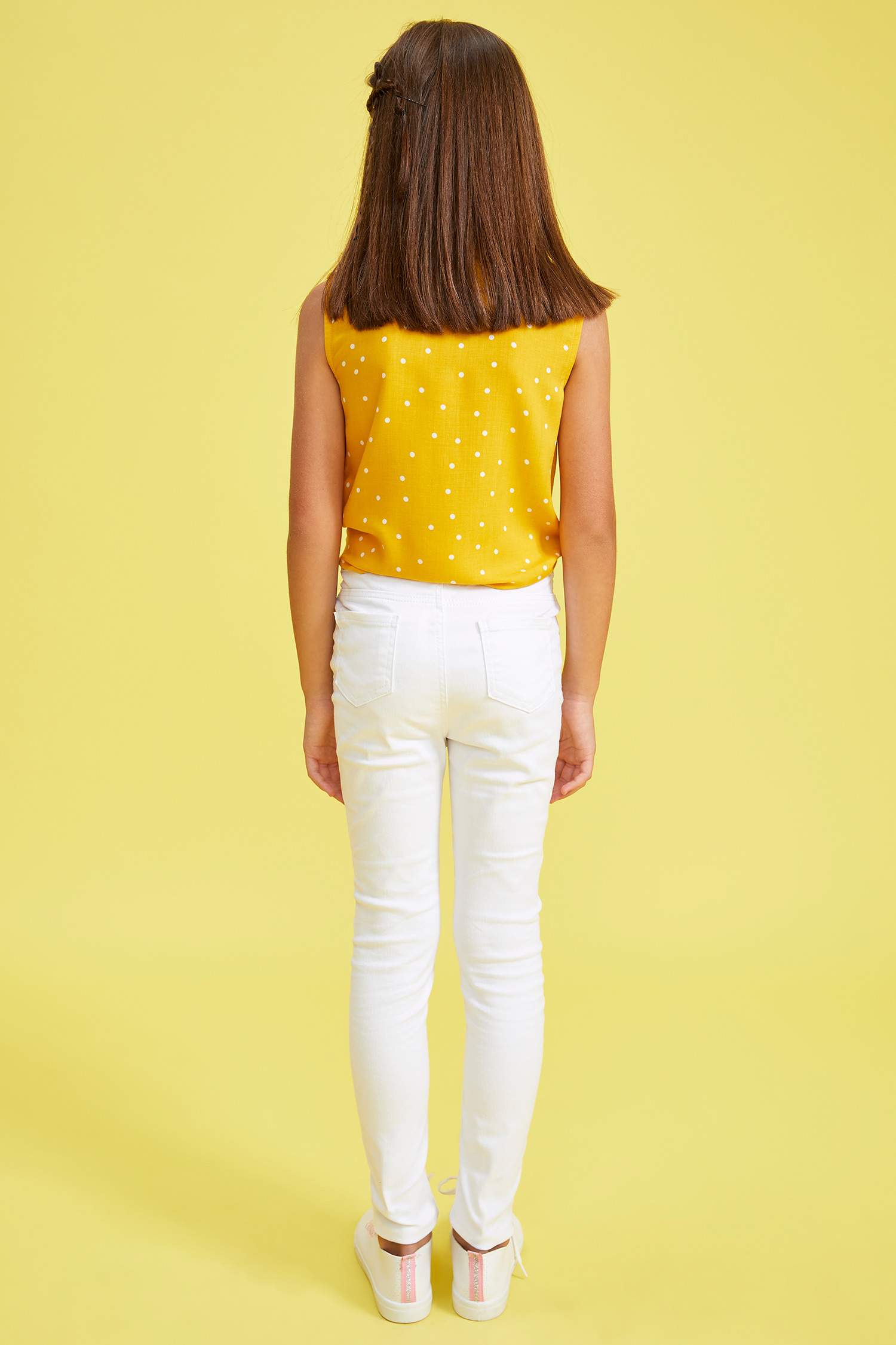 Kız Çocuk Skinny Fit Beyaz Jean Pantolon