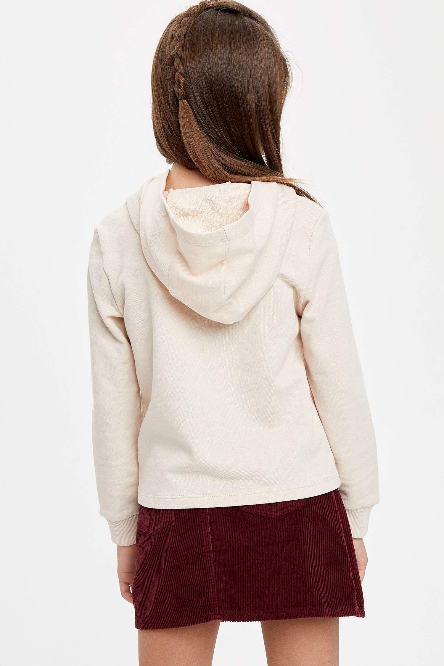 Kız Çocuk Yazı Baskılı Kapüşonlu Sweatshirt
