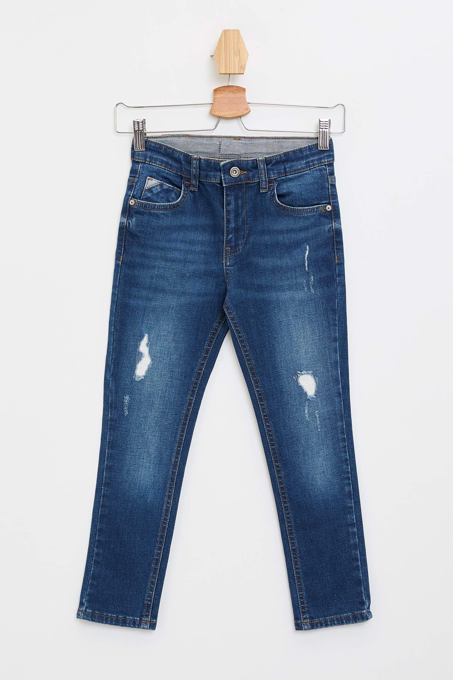 Erkek Çocuk Slim Fit Yıpratma Detaylı Jean Pantolon