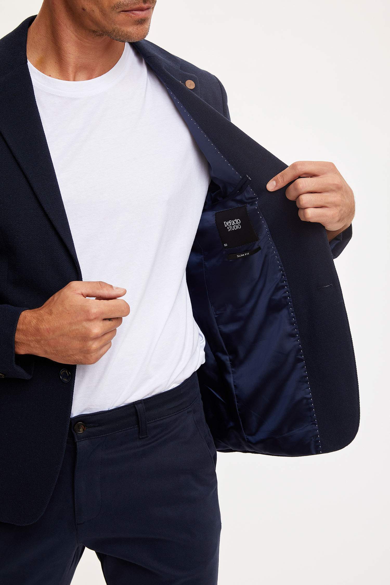 Slim Fit Dokulu Blazer Ceket