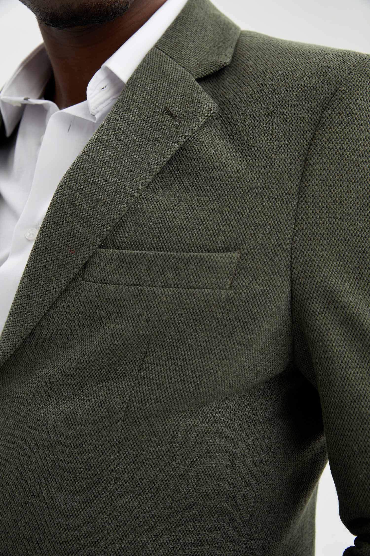 Slim Fit Dokulu Blazer Ceket