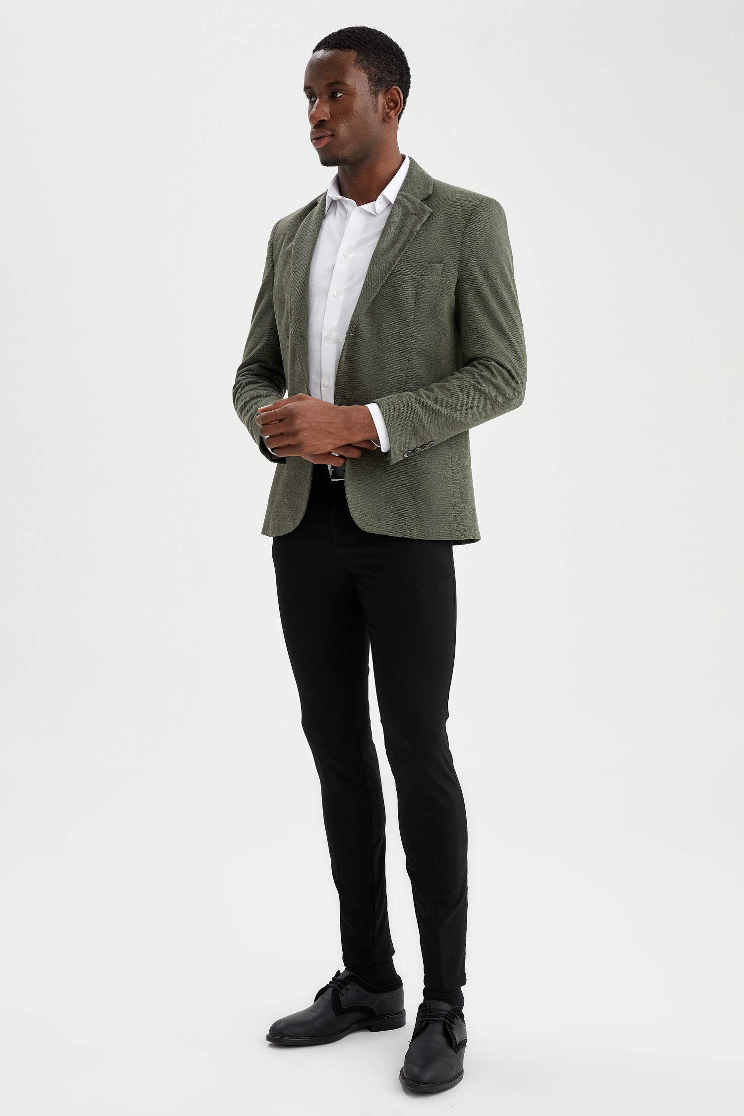 Slim Fit Dokulu Blazer Ceket