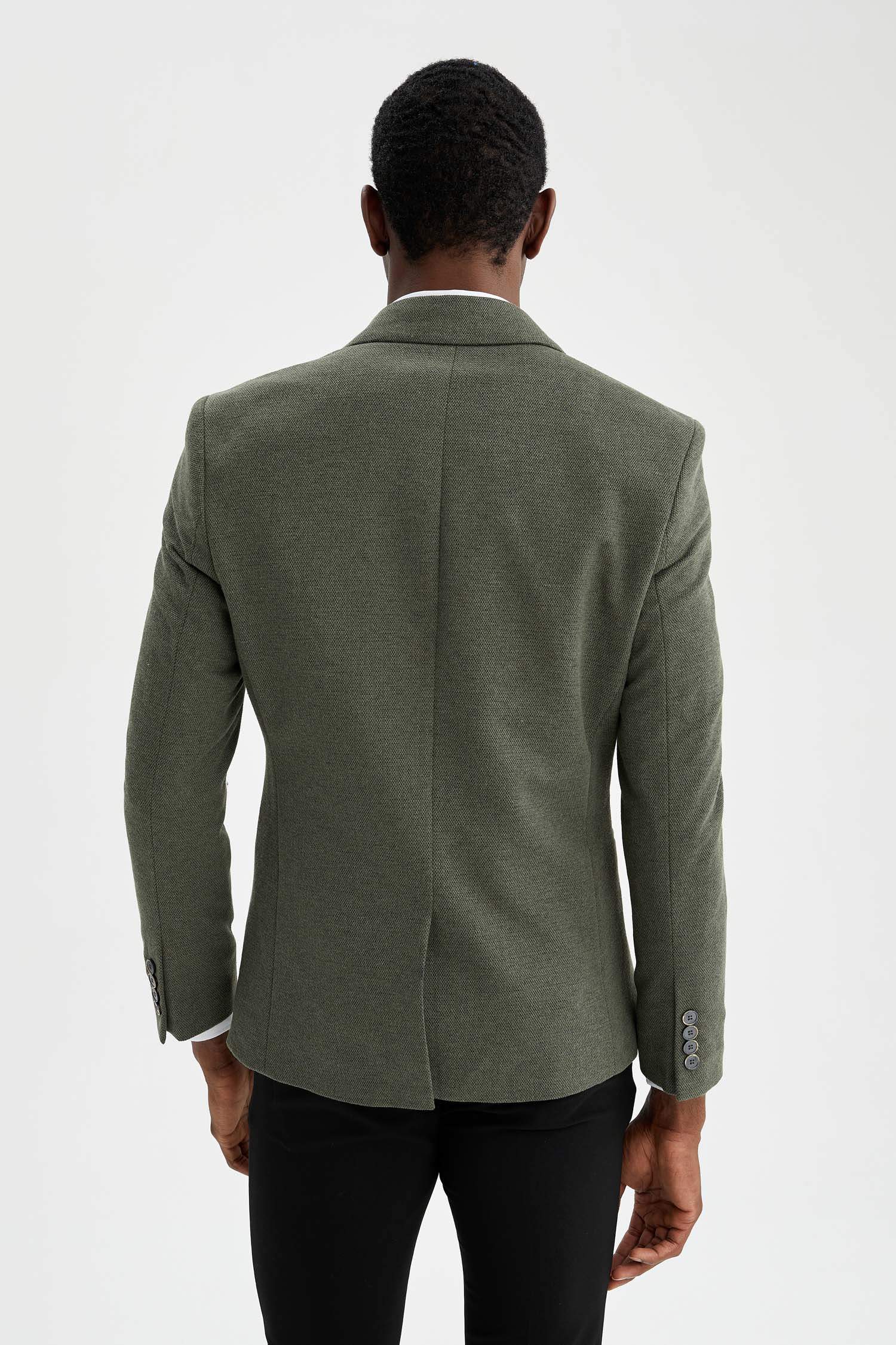 Slim Fit Dokulu Blazer Ceket