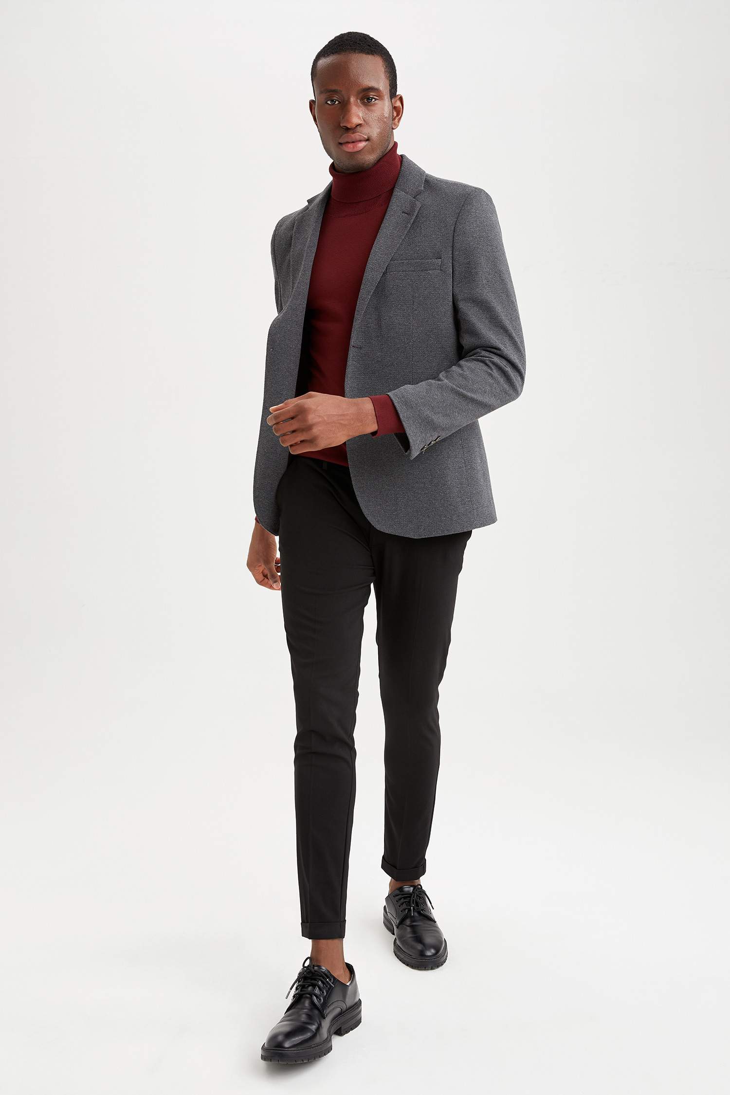 Slim Fit Dokulu Blazer Ceket