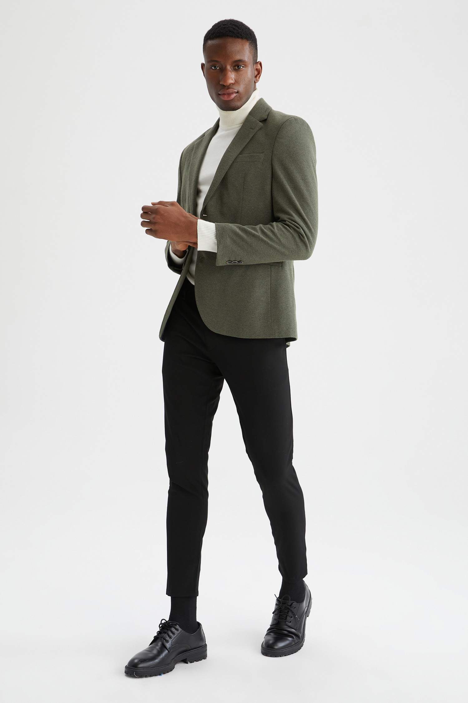 Slim Fit Dokulu Blazer Ceket