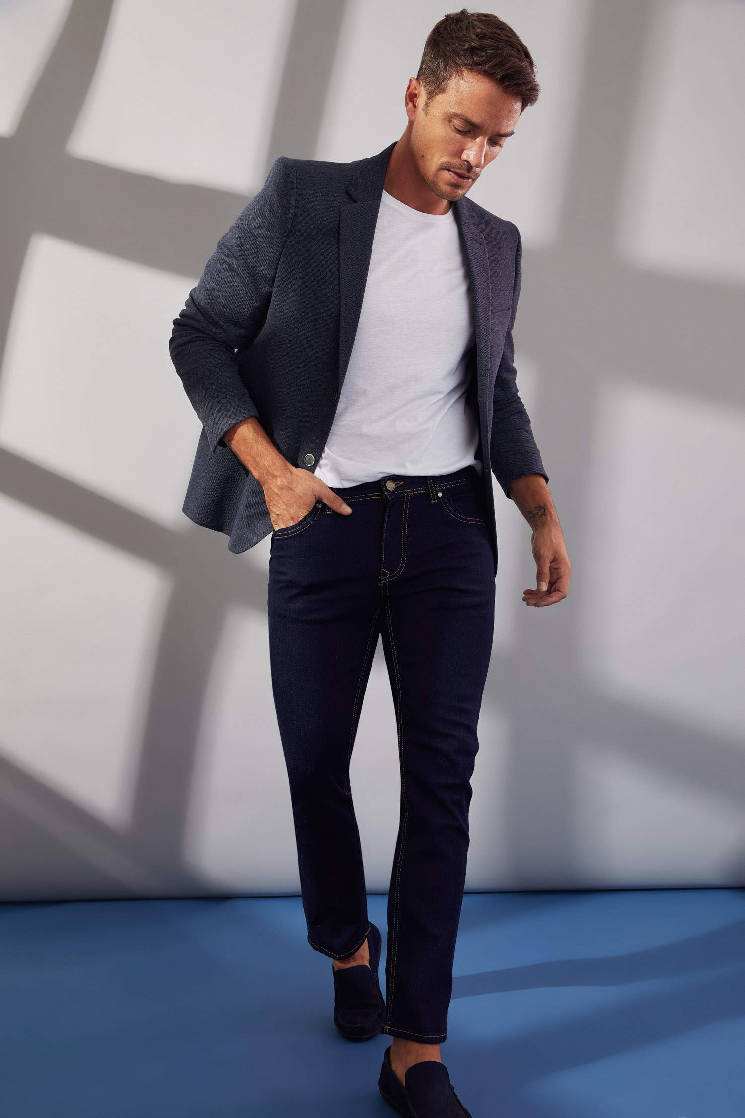 Slim Fit Dokulu Blazer Ceket