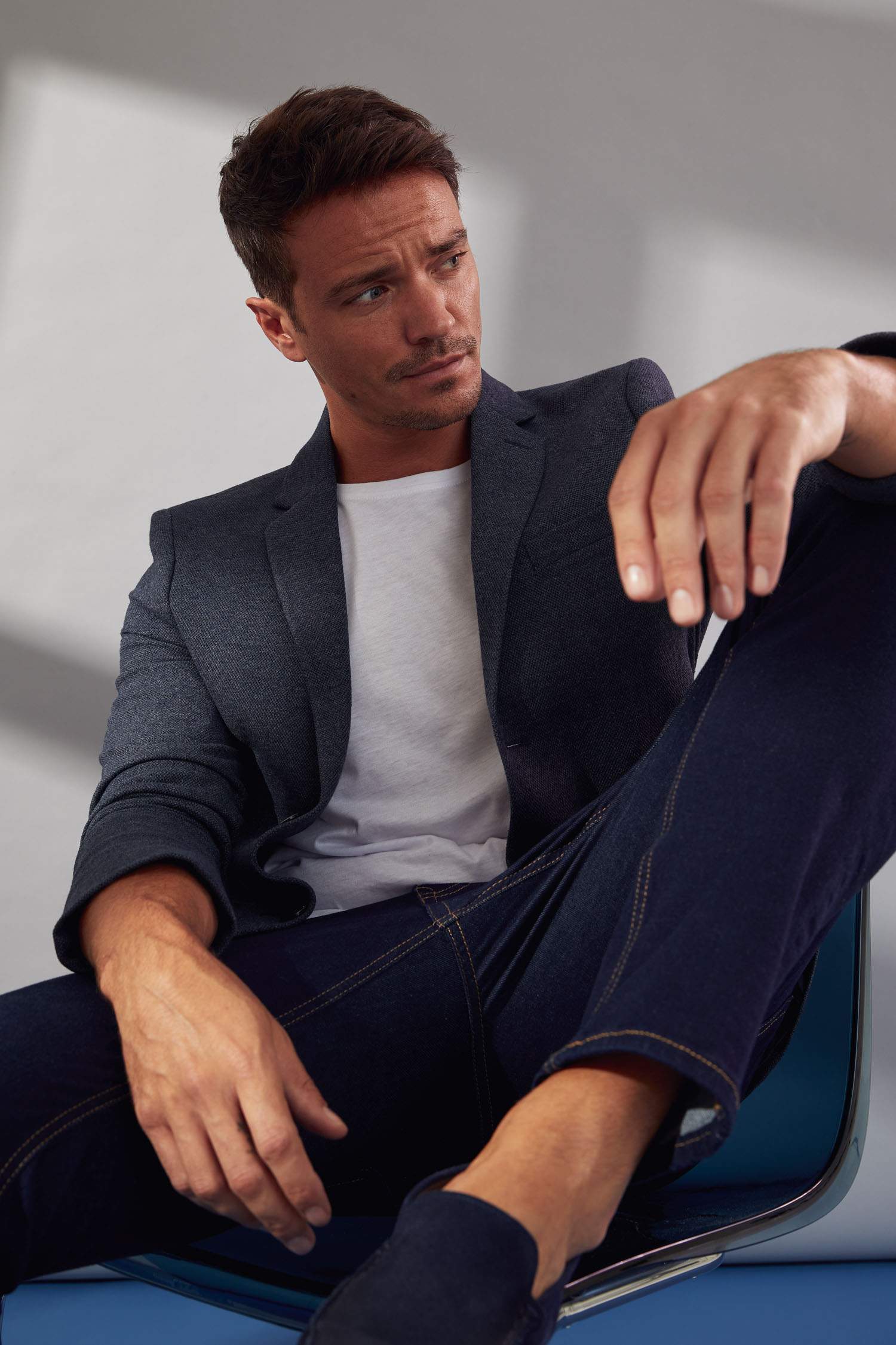 Slim Fit Dokulu Blazer Ceket