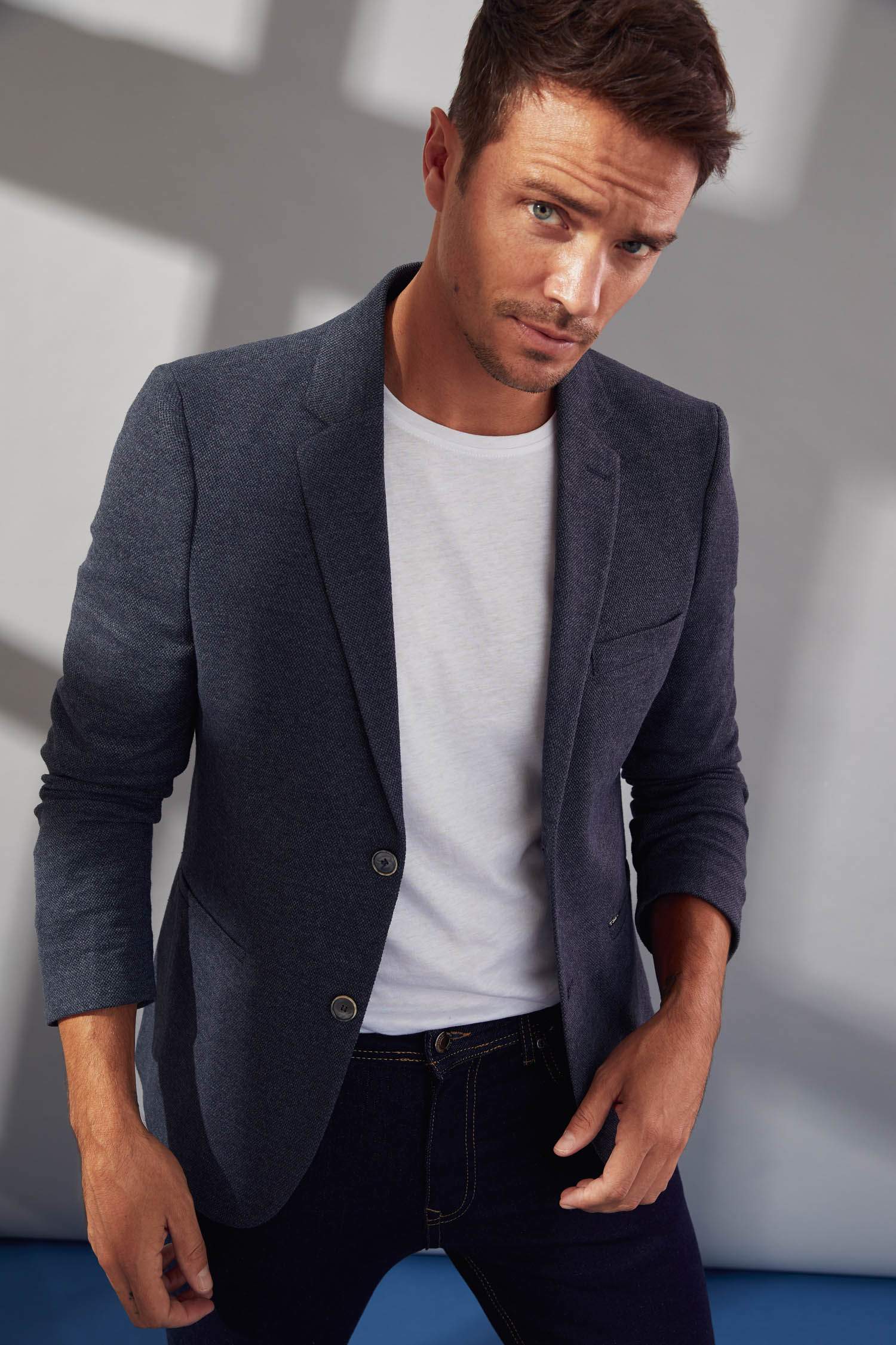 Slim Fit Dokulu Blazer Ceket