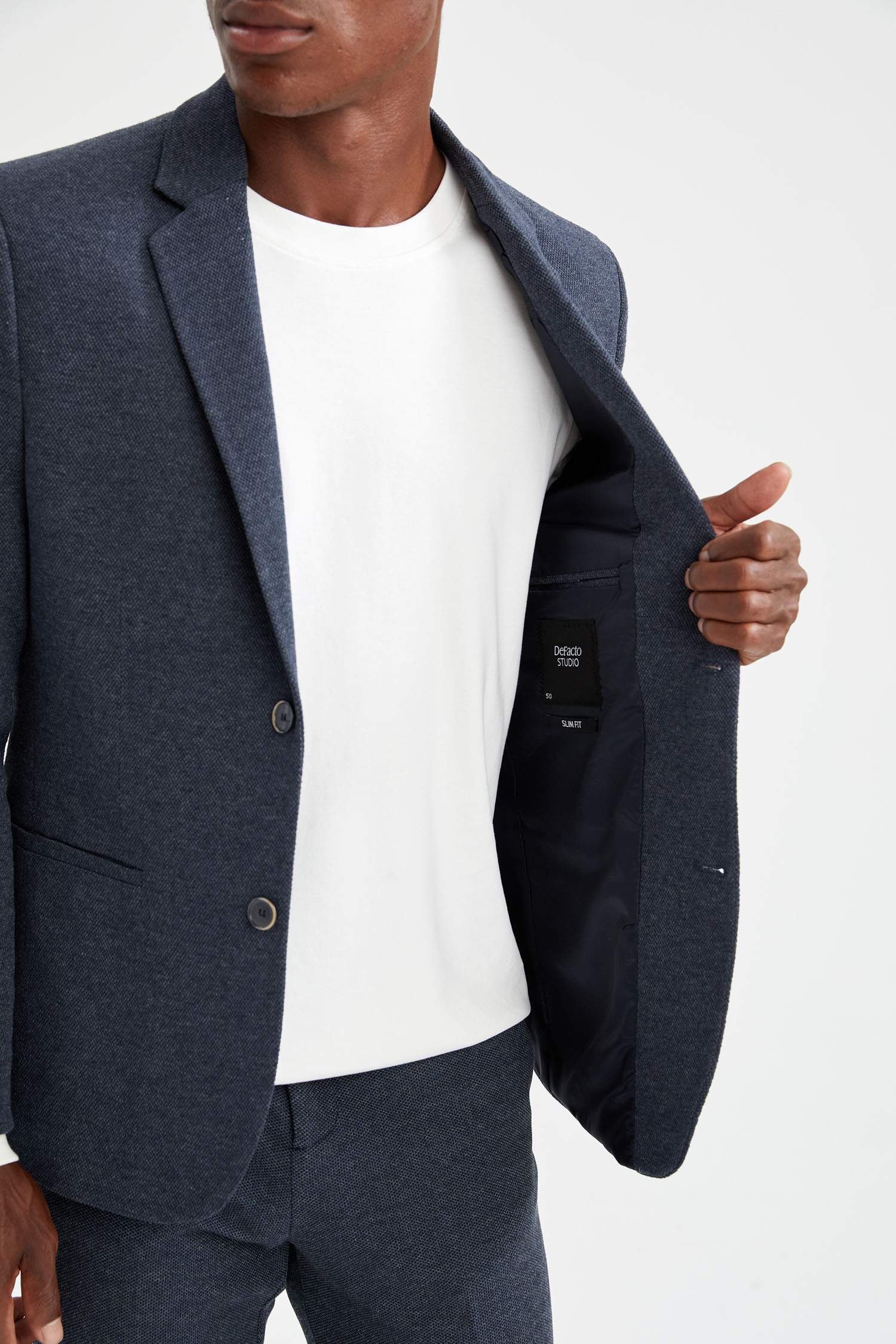 Slim Fit Dokulu Blazer Ceket