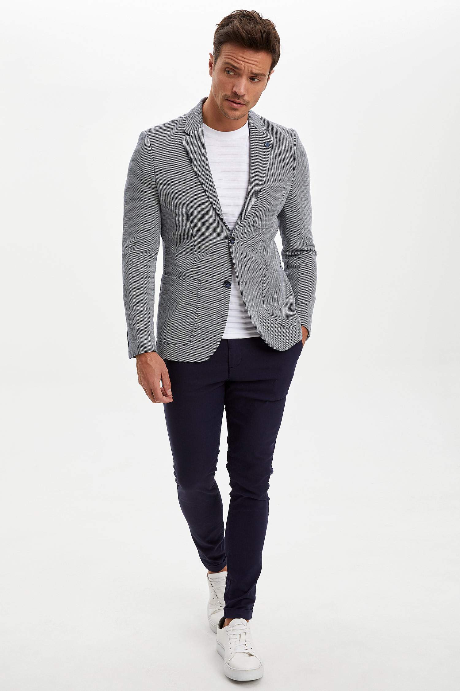 Desenli Slim Fit Blazer Ceket